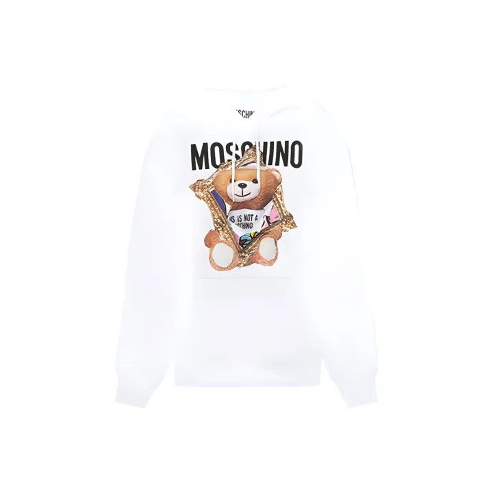 Moschino Moschino White Teddy Bear Graphic Hoodie 0079 Size S / US 4 / IT 40 - 1 Thumbnail