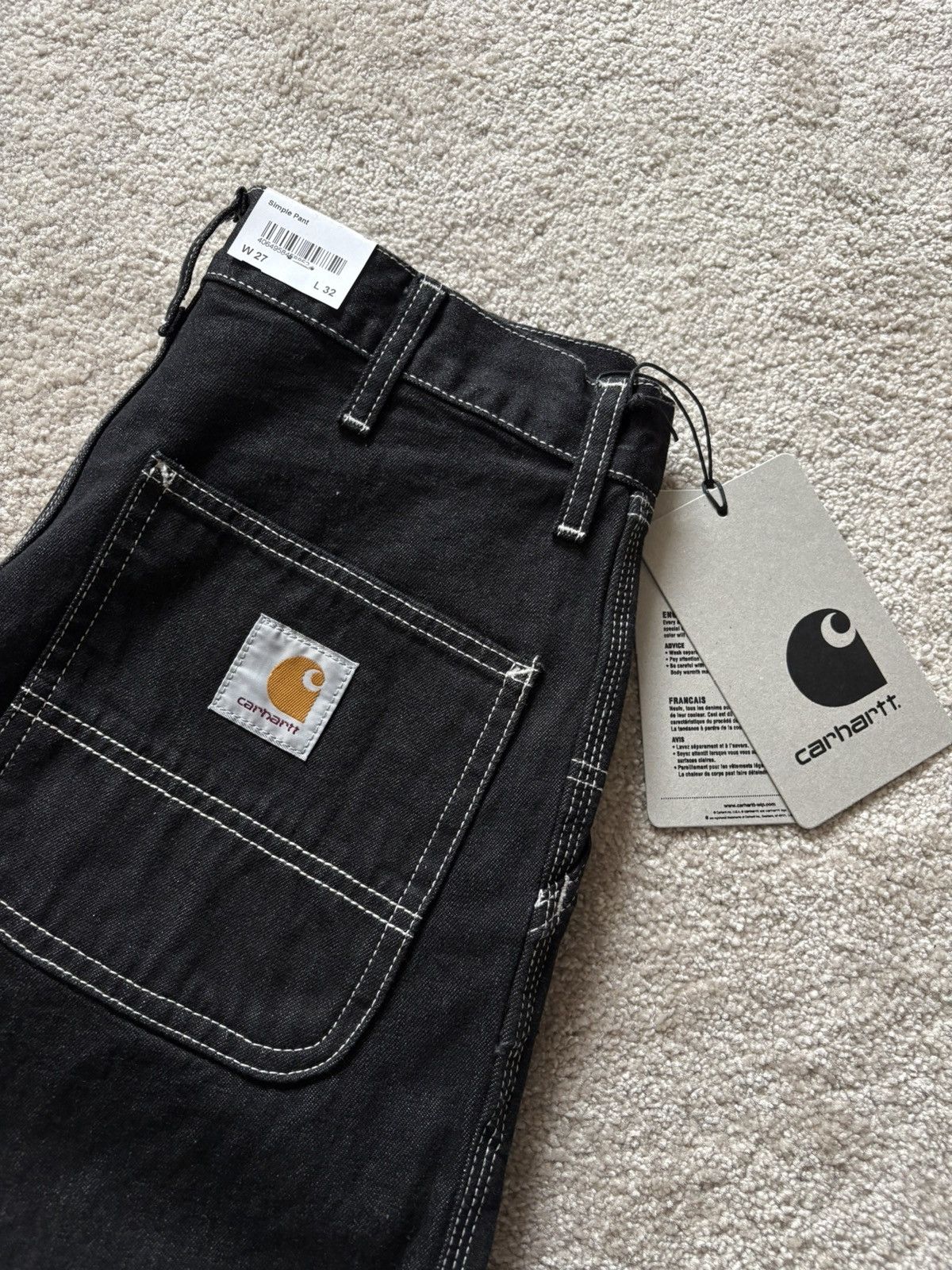 Carhartt Wip Carhartt WIP Simple Pant – Black Denim One Wash / W27 L32 Size US 27 - 4 Thumbnail