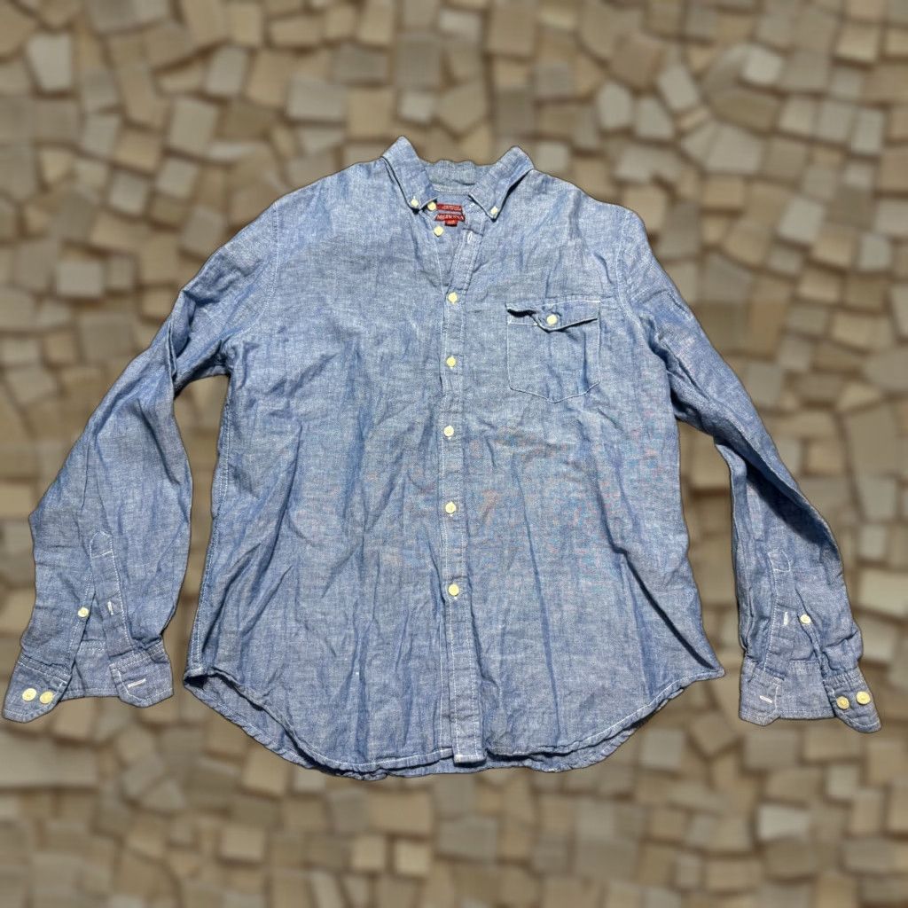 Merona Merona Shirt Men's Size Large Blue Long Sleeve Button Up Shirt Jean Size US L / EU 52-54 / 3 - 1 Thumbnail