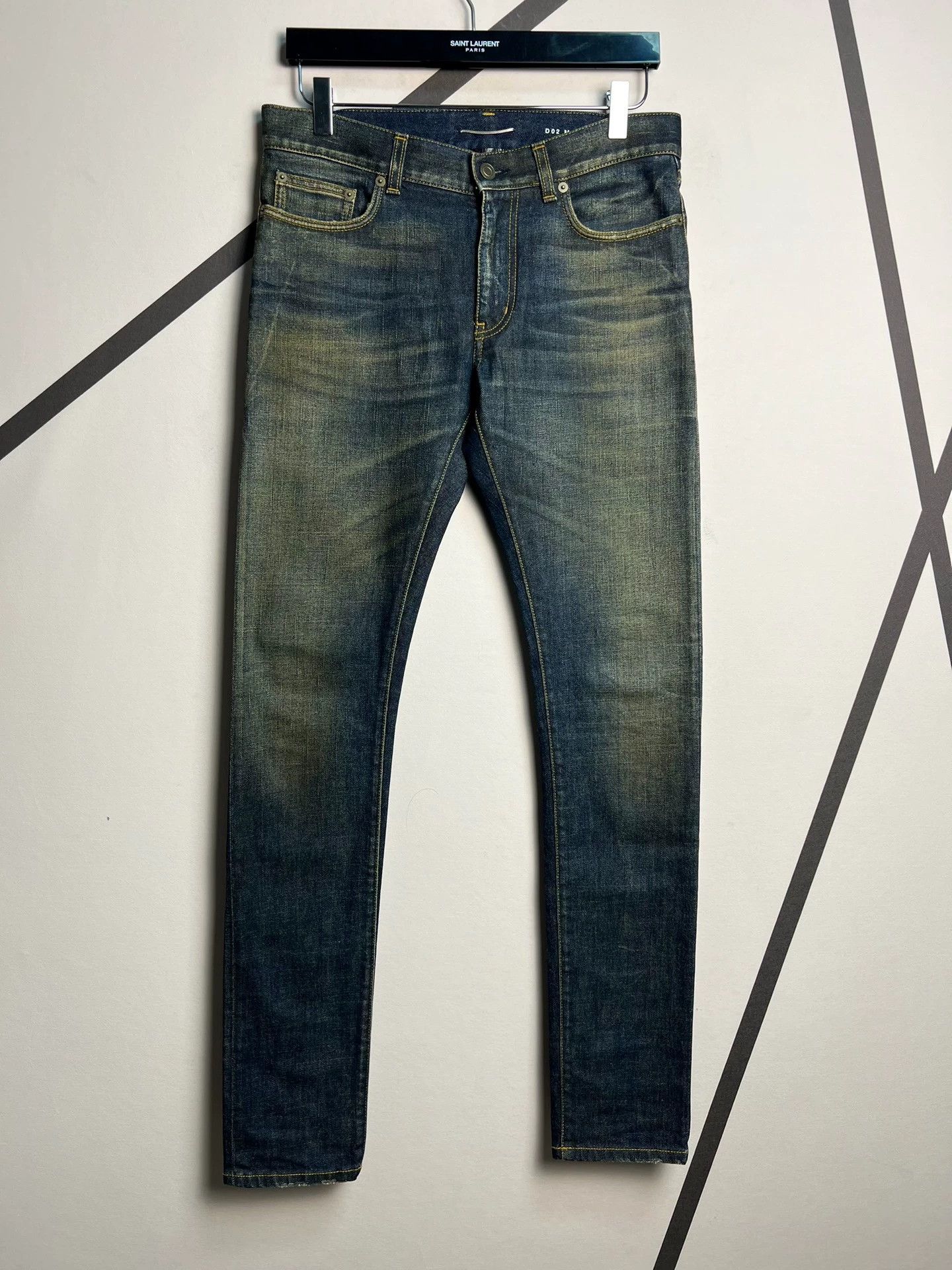 Saint Laurent Paris SLP blue yellow mud wash basic jeans Size US 30 / EU 46 - 1 Thumbnail
