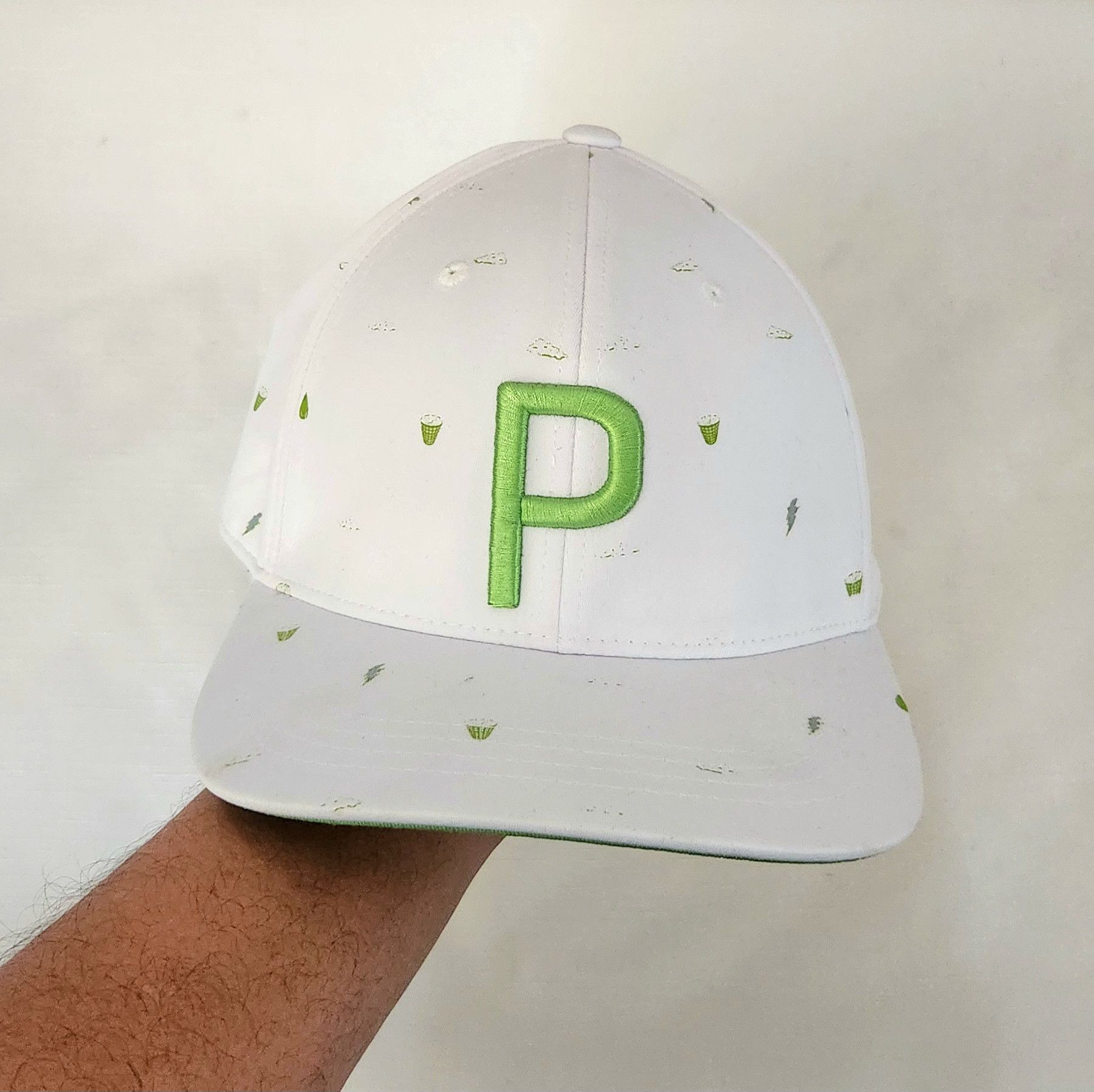 Puma Puma Sample Yupoong AOP Golf Hat Cap white lime Green snap Size ONE SIZE - 1 Thumbnail