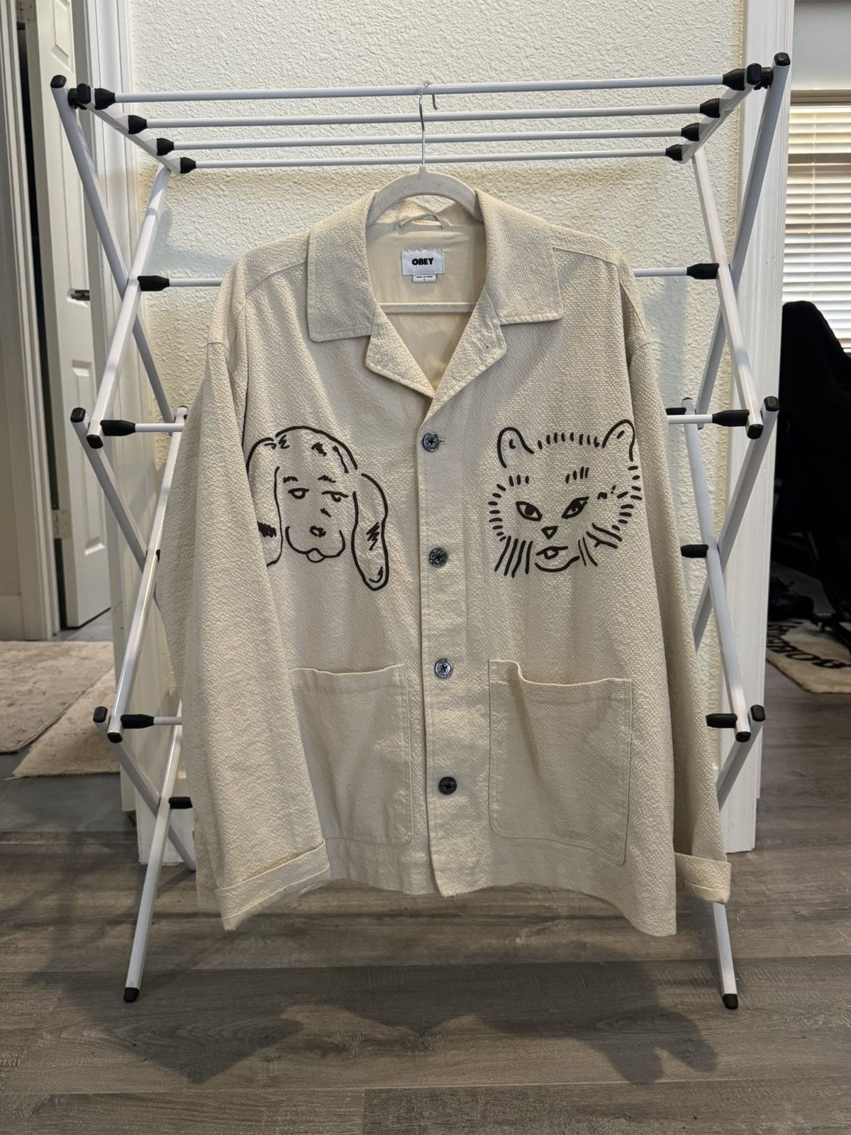 Obey Woven Cat Dog Button up Jacket Size US L / EU 52-54 / 3 - 1 Thumbnail
