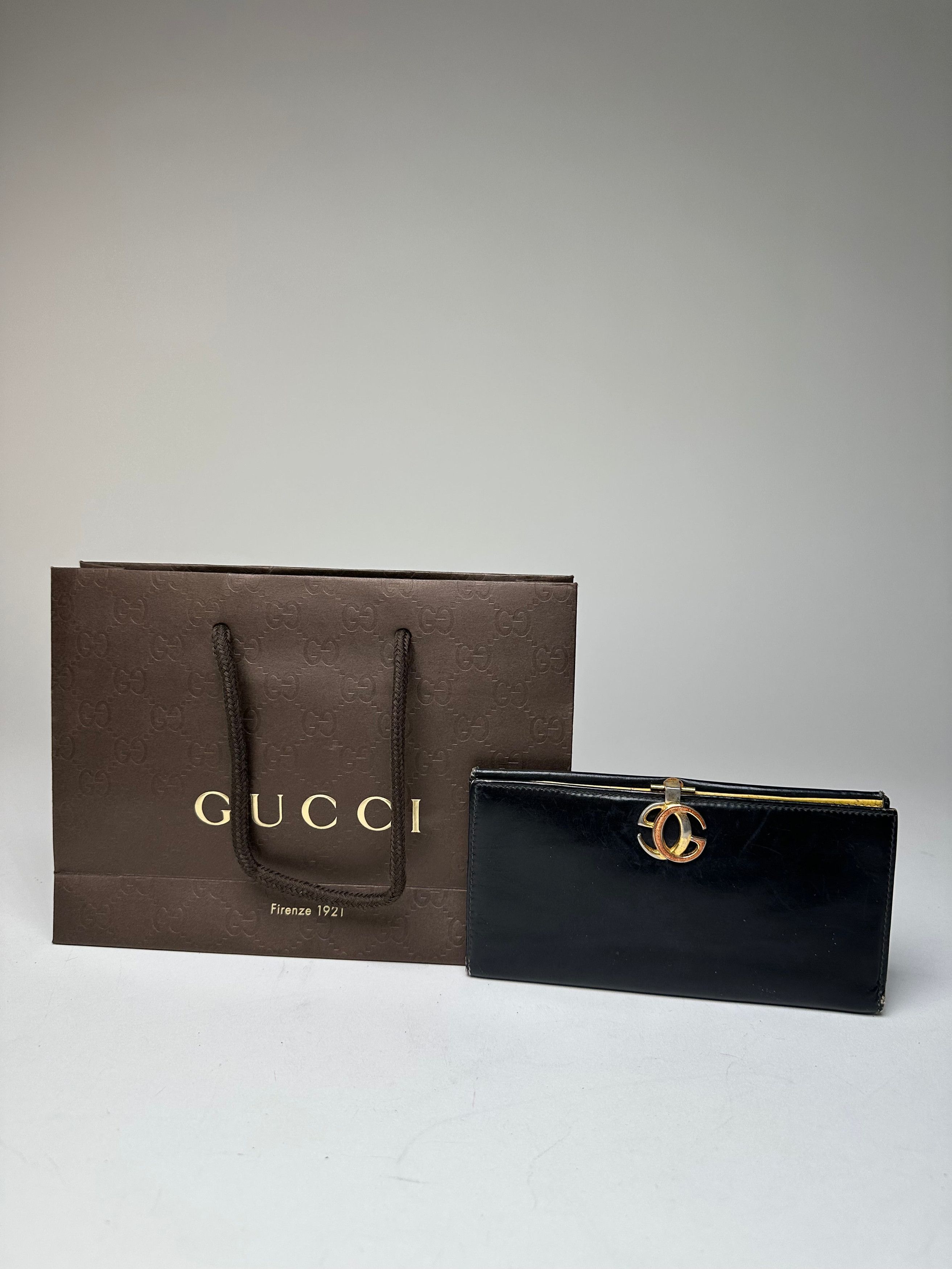 Gucci Vintage GG Leather Long Wallet Black Size ONE SIZE - 1 Thumbnail