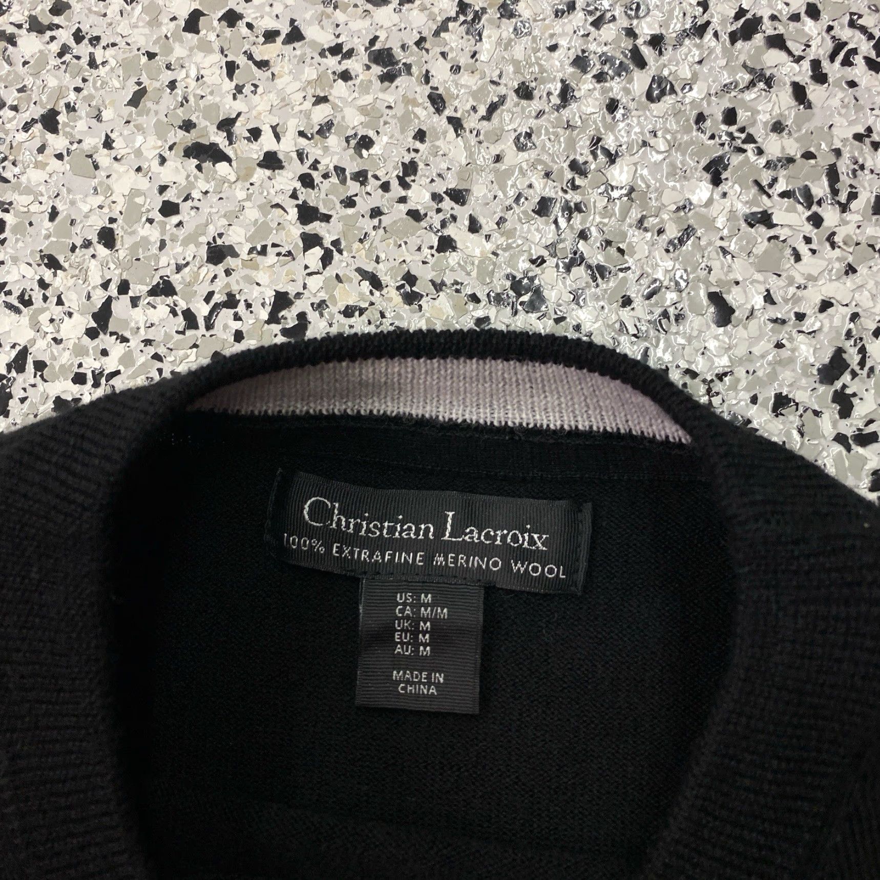 Christian Lacroix Christian Lacroix Sweater Mens M Black 100% Extra Fine Merino Wool Luxury NWT Size US M / EU 48-50 / 2 - 2 Thumbnail