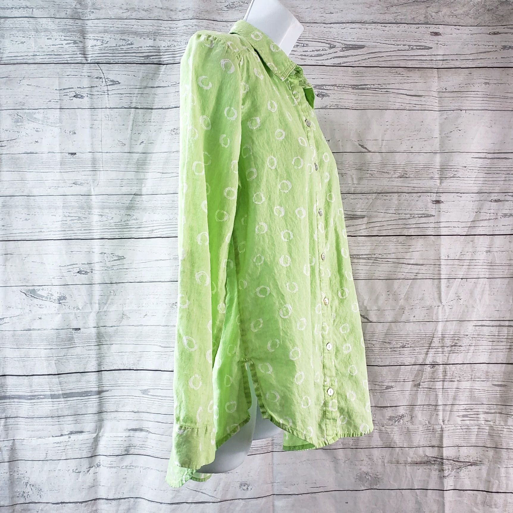 Vintage Chicos Women's Button Front Shirt Medium Green Linen Blend Long Sleeve Casual Vintage: No Size M / US 6-8 / IT 42-44 - 3 Thumbnail