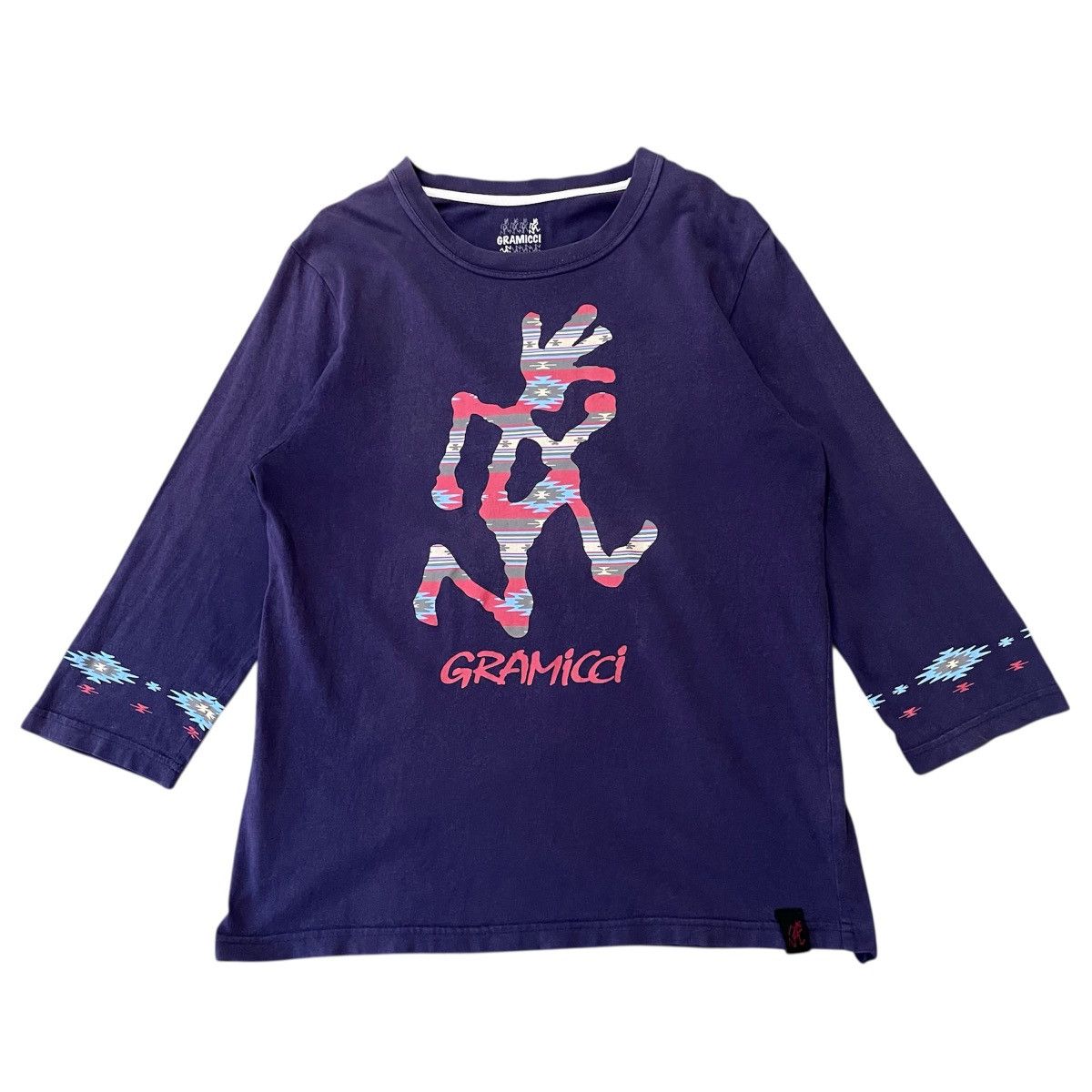 Gramicci Running Man Shirt Tribal 3/4 Sleeve Navy