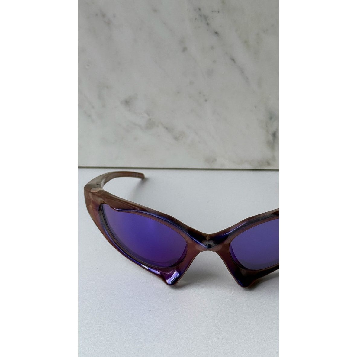 Balenciaga NEW Balenciaga BB0352S Mask Sunglasses in Violet Mirror Size ONE SIZE - 4 Thumbnail