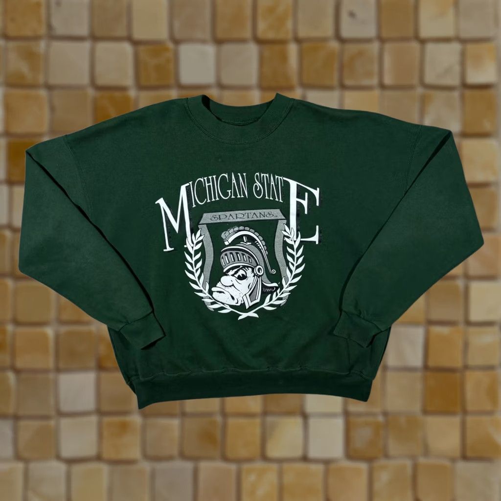 NCAA VINTAGE Dodger NCAA Michigan State Spartans Green Sweatshirt XXL XL Men Pullover Graphic Size US XL / EU 56 / 4 - 1 Thumbnail