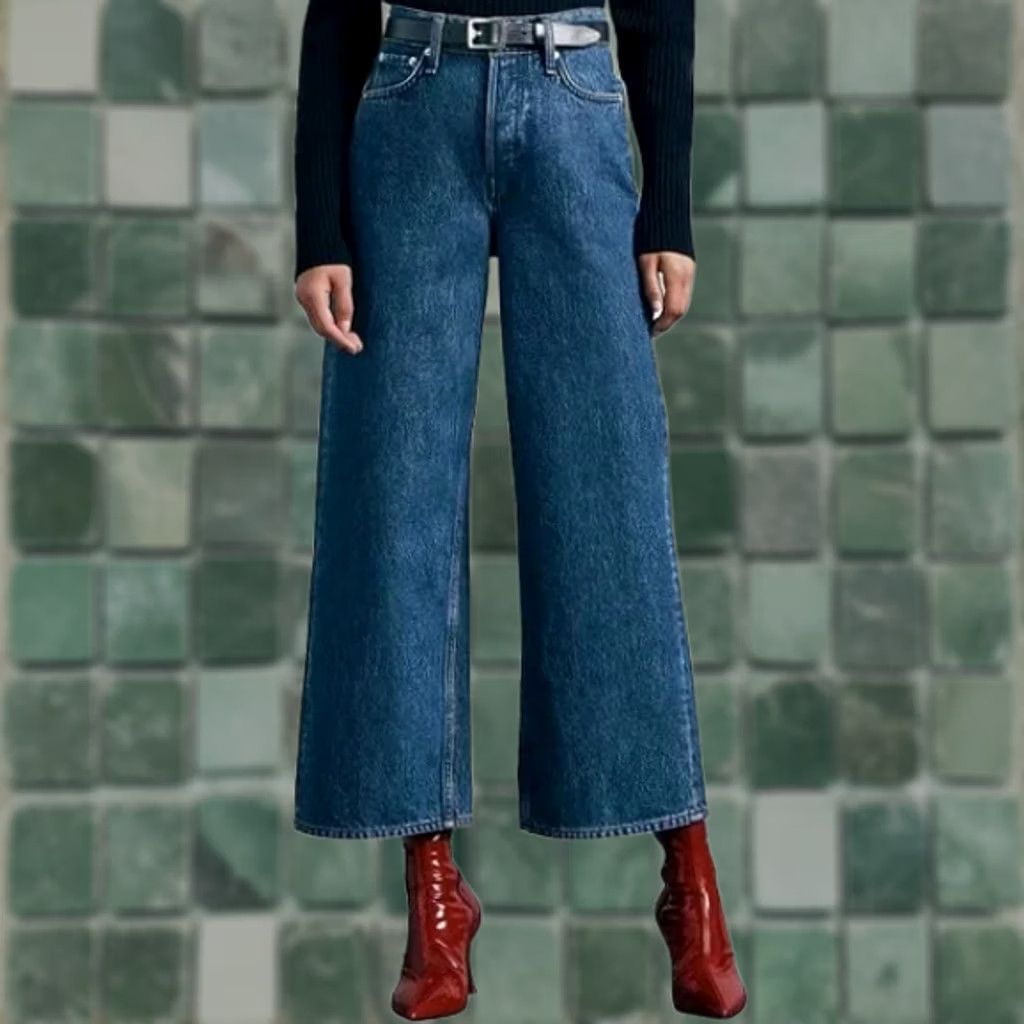 Rag & Bone rag & bone Maya High Rise Ankle Wide Leg Jeans Bride Trails Women 27 5-Pocket Denim Blue Medium Wash Button Fly Distressed? Relaxed Size ONE SIZE - 1 Thumbnail