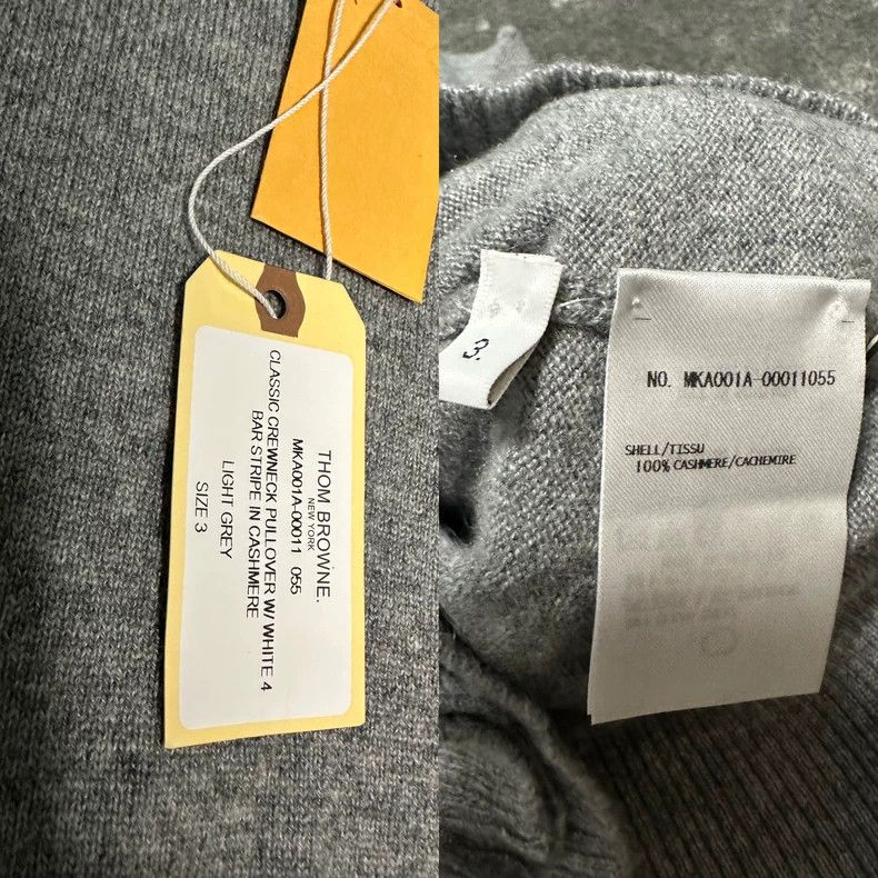 Thom Browne Thom BrowneLight gray cashmere pullover sweater 2503-Nexta Size US L / EU 52-54 / 3 - 2 Thumbnail