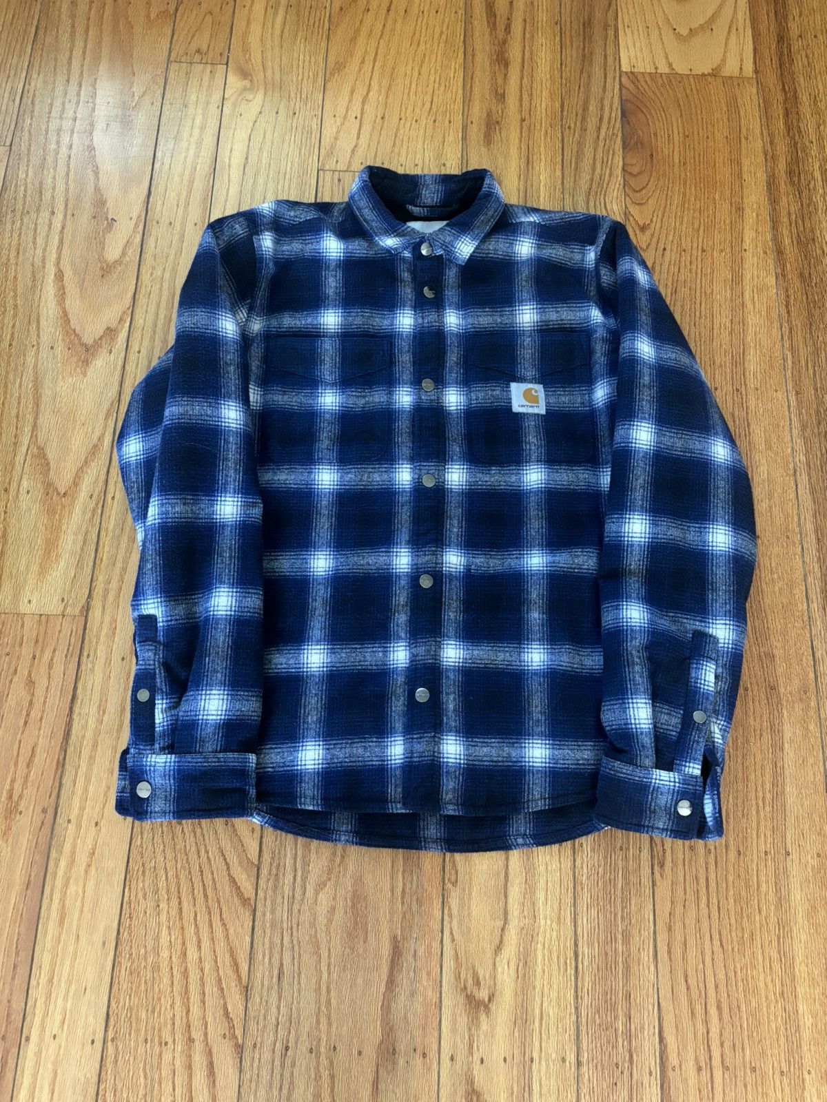 image of Carhartt Wip Flannel Jacket in Blue, Men's (Size Medium)