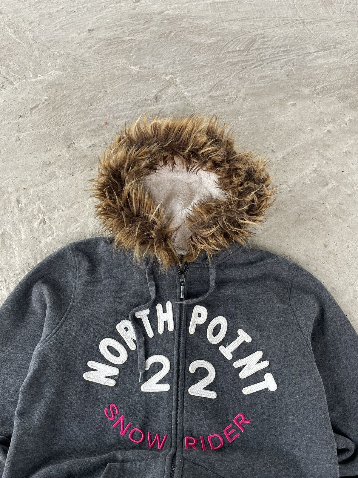 Japanese Brand × Vintage Crazy Y2K NorthPoint Faux Fur Zip Hoodie Japanese LGB Style Size US S / EU 44-46 / 1 - 4 Thumbnail