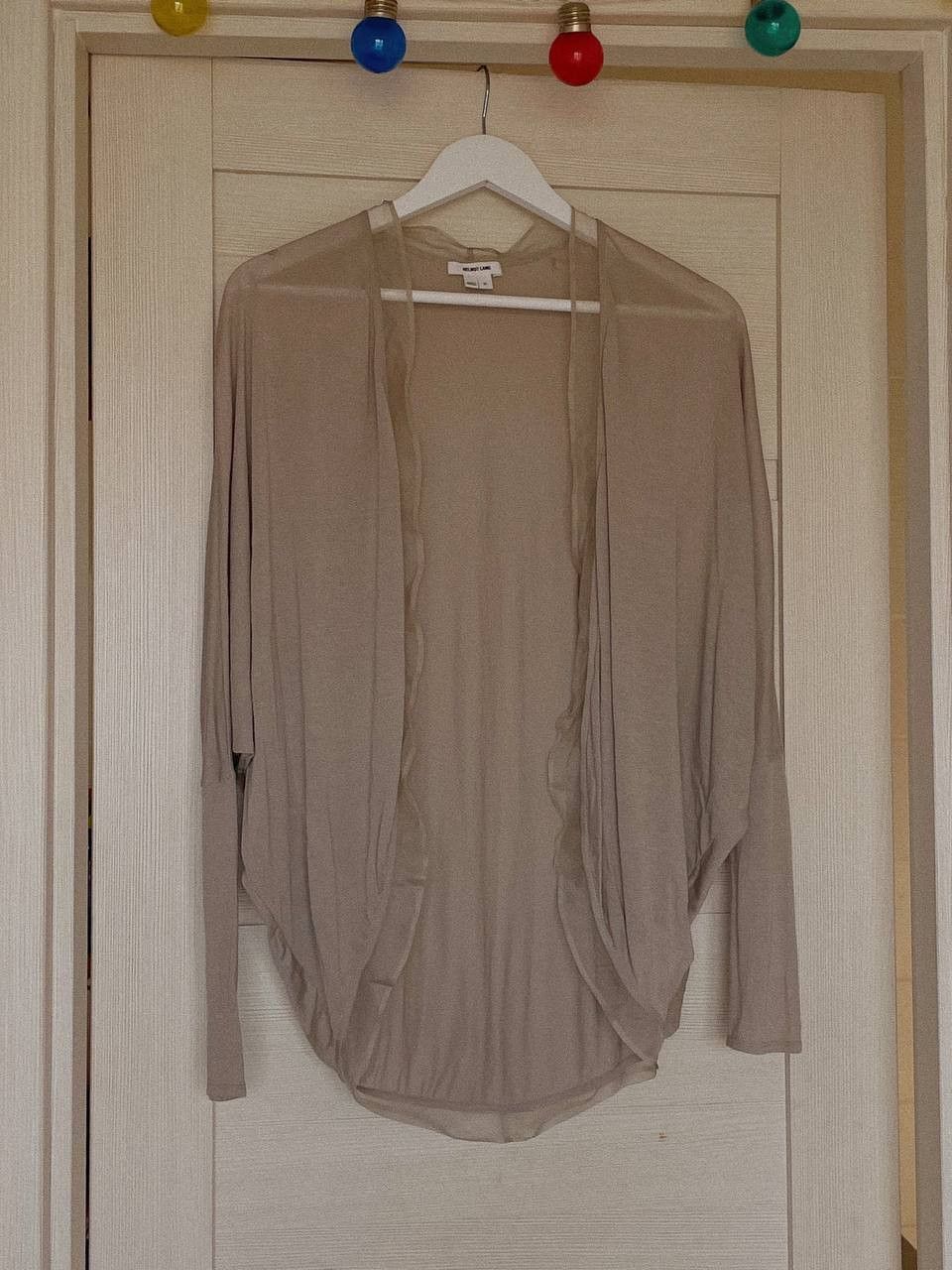 Helmut Lang Helmut Lang Cardigan Beige Sheer Silk Lace Trim Size S / US 4 / IT 40 - 1 Thumbnail