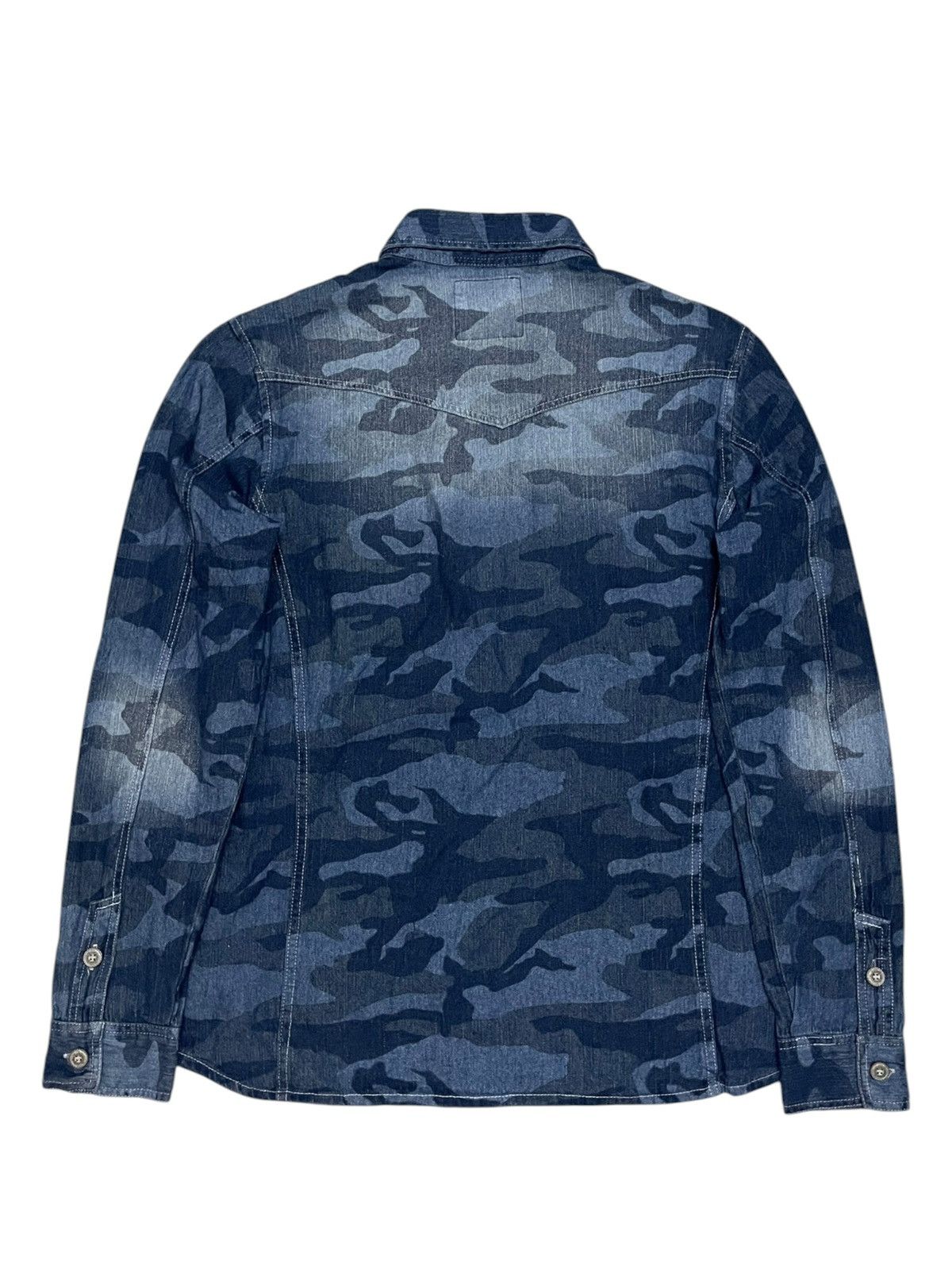 If Six Was Nine In The Attic Homme “Freak Out” Camo Western Denim Shirt Size US M / EU 48-50 / 2 - 2 Thumbnail