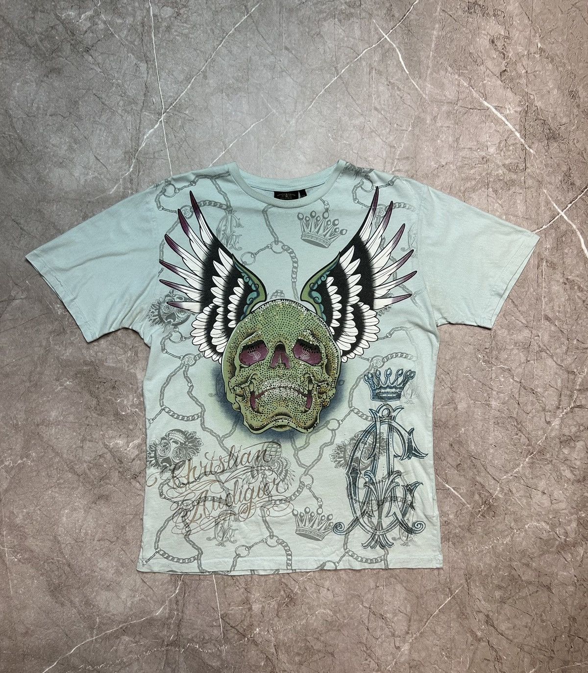 Christian Audigier × Ed Hardy × Vintage Christian Audigier T Shirt Skull Logo Ed Hardy Tee Size US XL / EU 56 / 4 - 1 Thumbnail