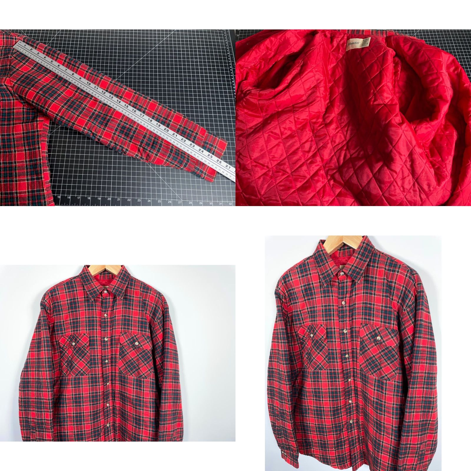 Vintage VINTAGE St. John's Bay Quilted Lined Flannel Shirt Jacket Men XL Tall Red Plaid 90s Grunge Retro JP Shirt Jacket Mens XL Tall Red Plaid Size US XL / EU 56 / 4 - 8 Thumbnail