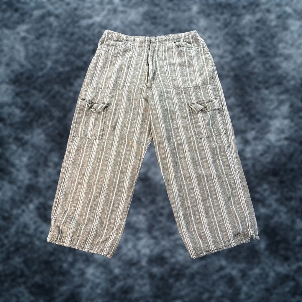 Vintage VINTAGE Marla Kim Linen Pants Womens 28x20 Cropped Capri Green Stripe 90s Pants Size 28" / US 6 / IT 42 - 1 Thumbnail