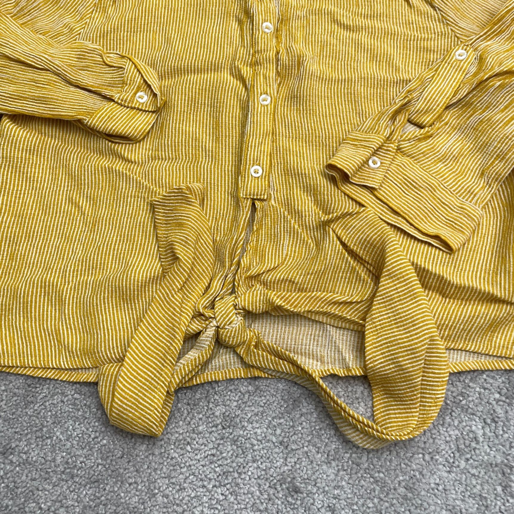 Vintage Sweet Wanderer Shirt Womens XL Yellow White Striped Button-Up Casual Size XL / US 12-14 / IT 48-50 - 4 Thumbnail
