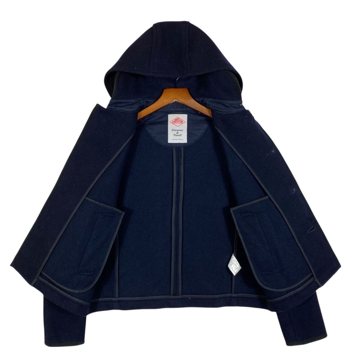 Danton Vintage Danton Vetements Travail Hoodie Wool Button Jacket Size US S / EU 44-46 / 1 - 6 Thumbnail
