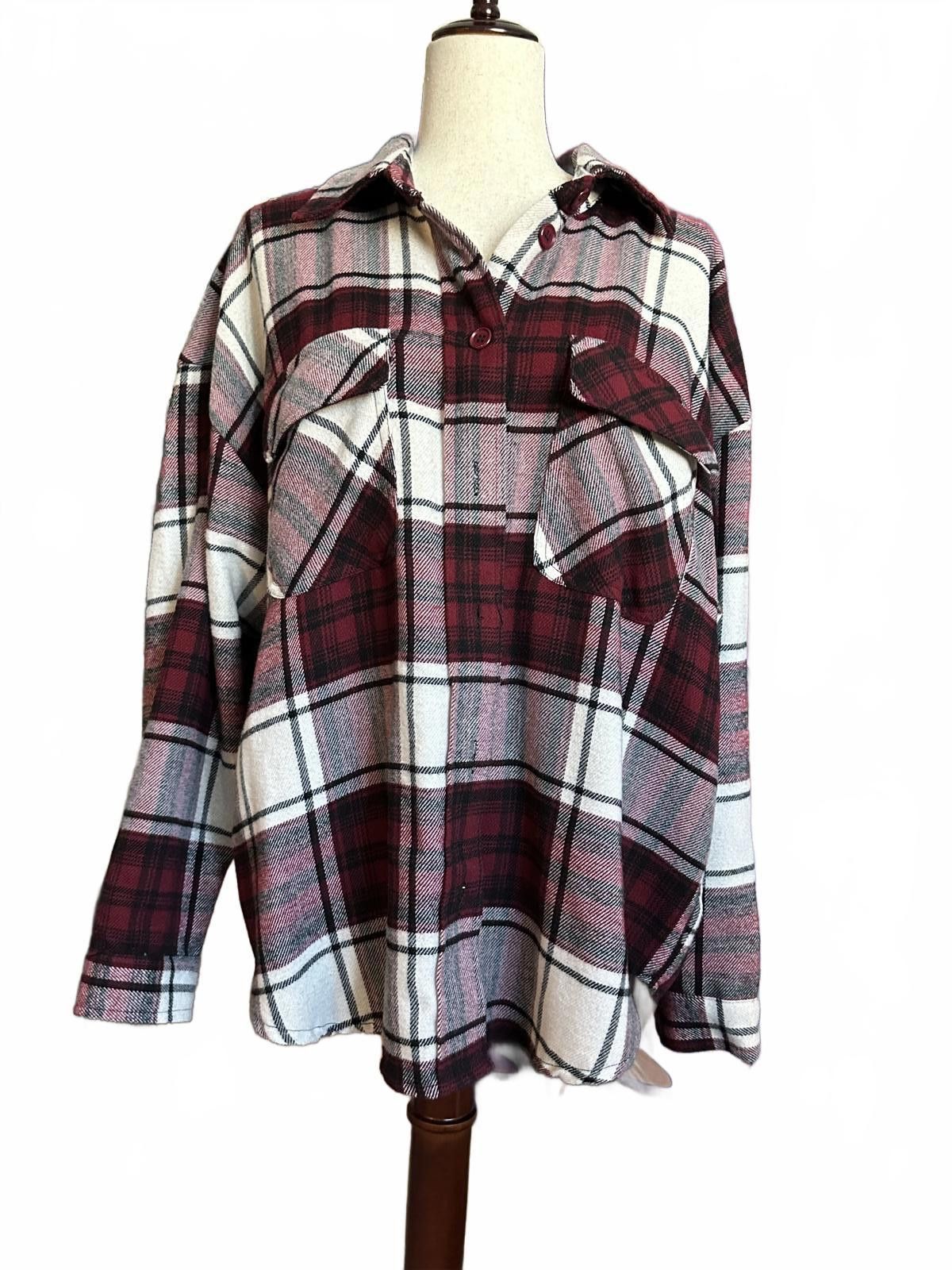 Other Justify Plaid Button-Up Flannel Shirt XL Size XL / US 12-14 / IT 48-50 - 2 Thumbnail