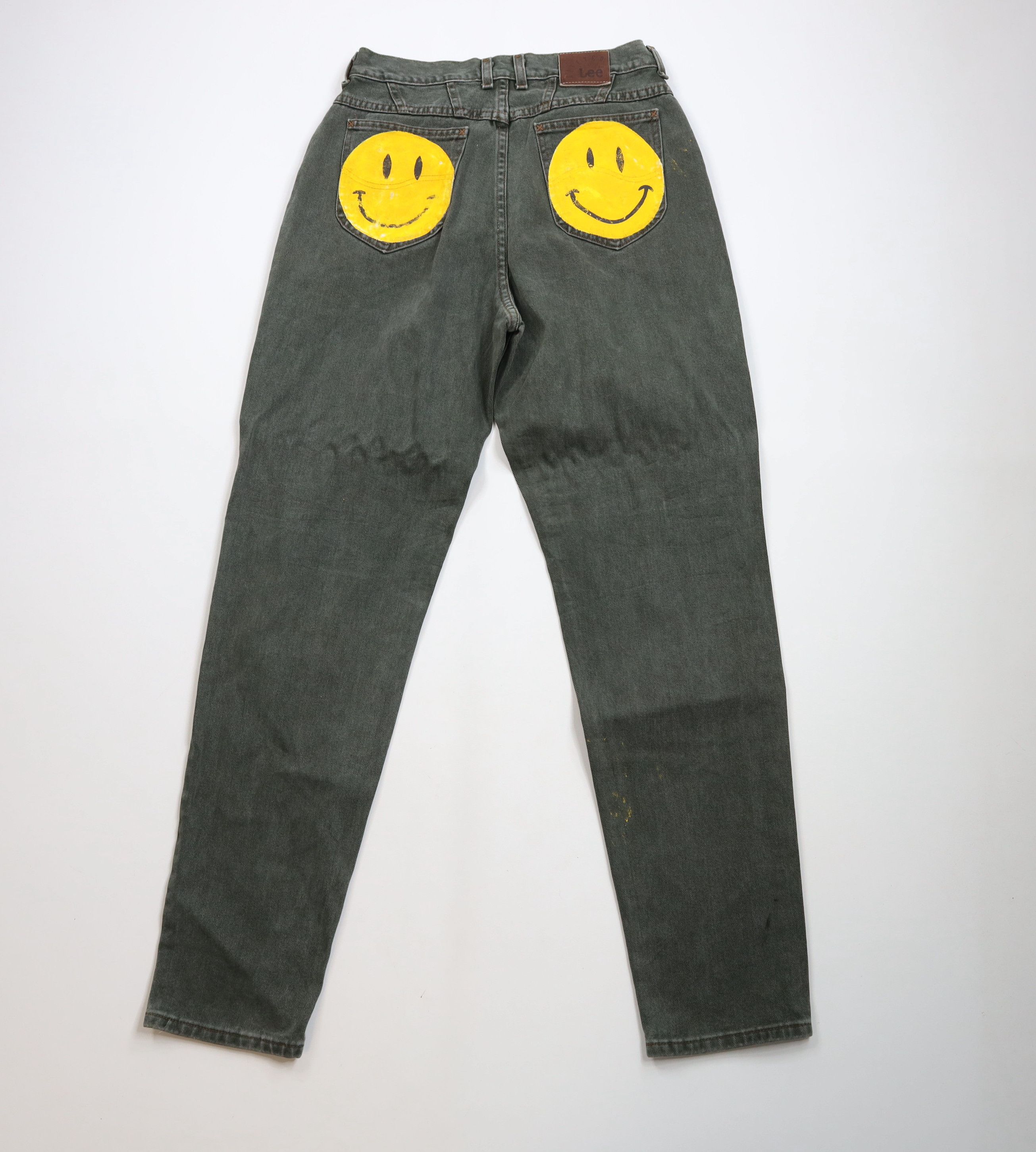 Lee × Vintage Vintage 90s Lee Hand Painted Smiley Face Jeans Green USA Size 36" / US 14 / IT 50 - 11 Thumbnail