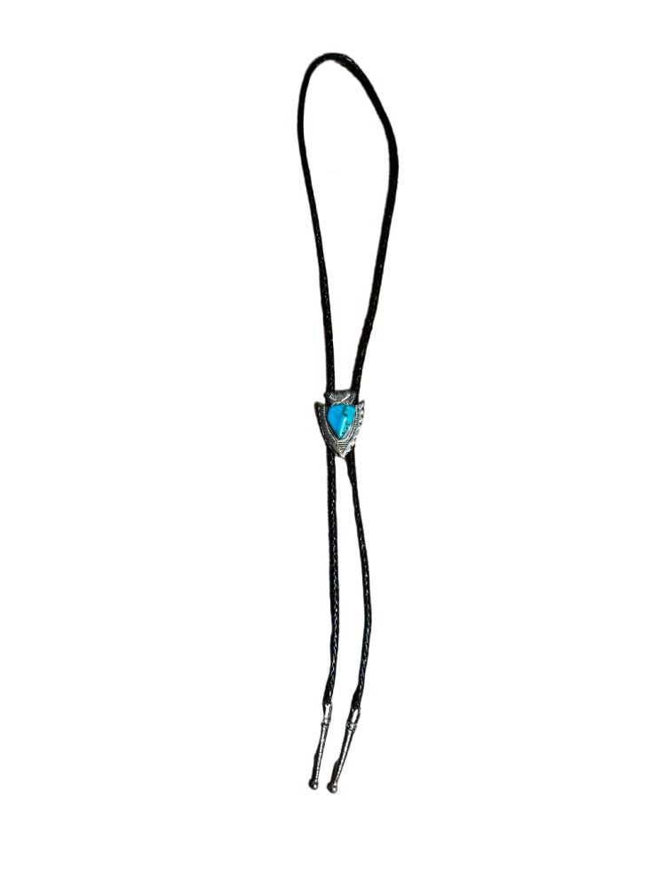 Vintage Vintage MCM Silver and Turquoise Bolo Neck Tie Size ONE SIZE - 1 Thumbnail