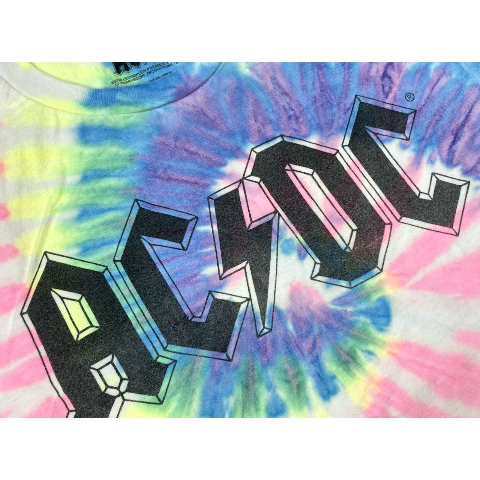 Logo 7 ACDC Logo Graphic T-shirt Women XS Multicolor Tie Dye Short Sleeve Music ShirtXS Women Casual Size XS / US 0-2 / IT 36-38 - 2 Thumbnail