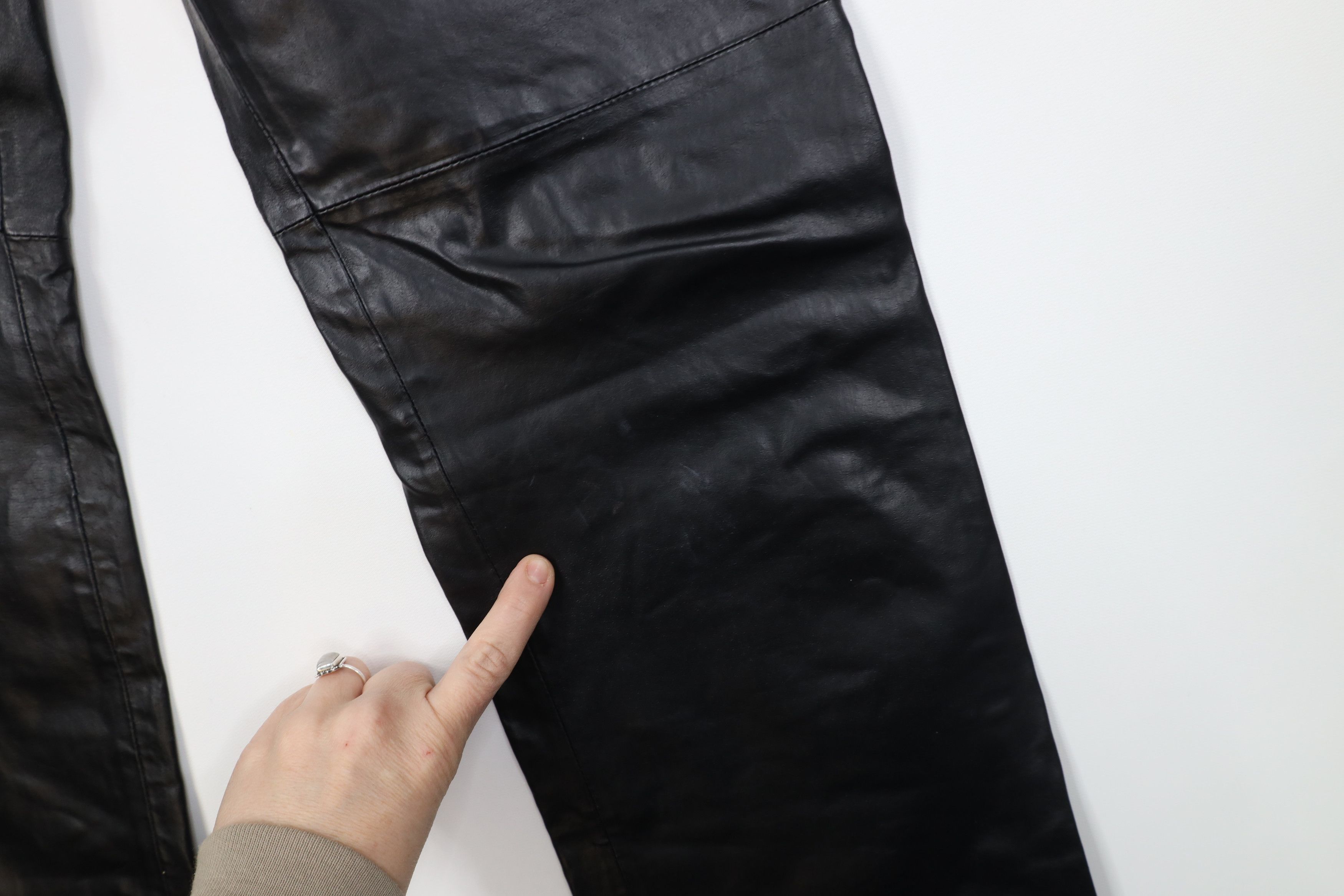 Vintage Vintage 90s Streetwear Leather Straight Leg Pants Black Size 30" / US 8 / IT 44 - 5 Thumbnail