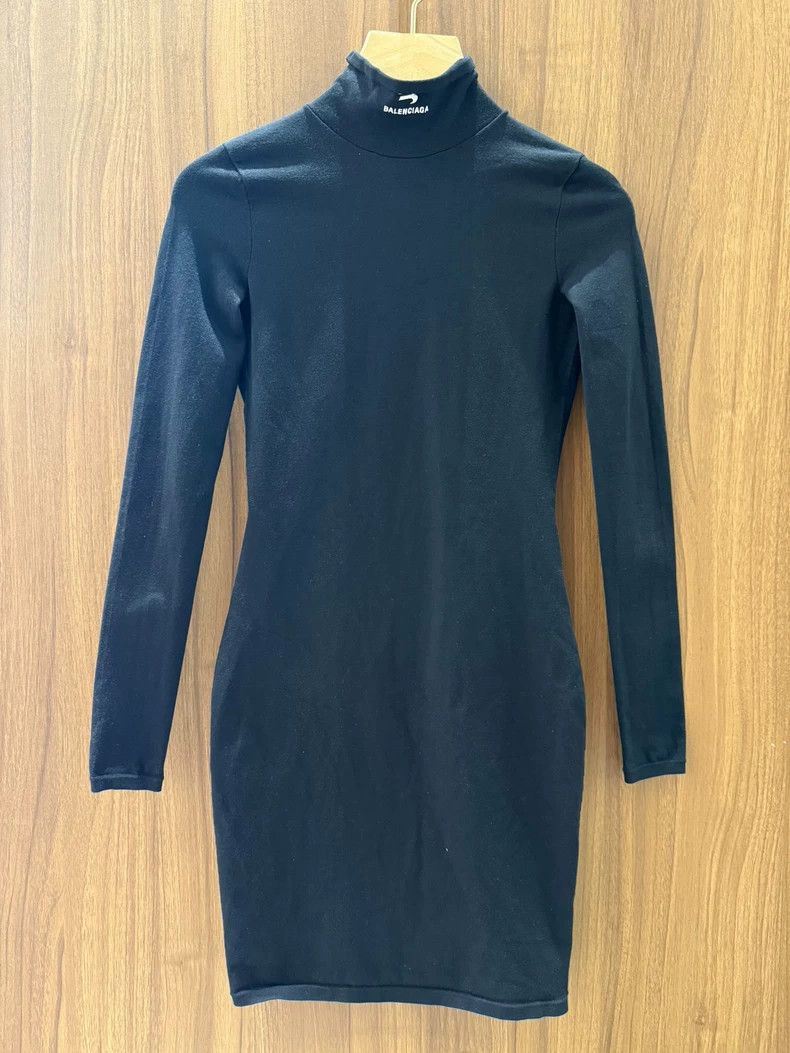 Balenciaga Balenciaga Black Turtleneck Dress - dmc Size US 38 / EU 54 - 1 Thumbnail