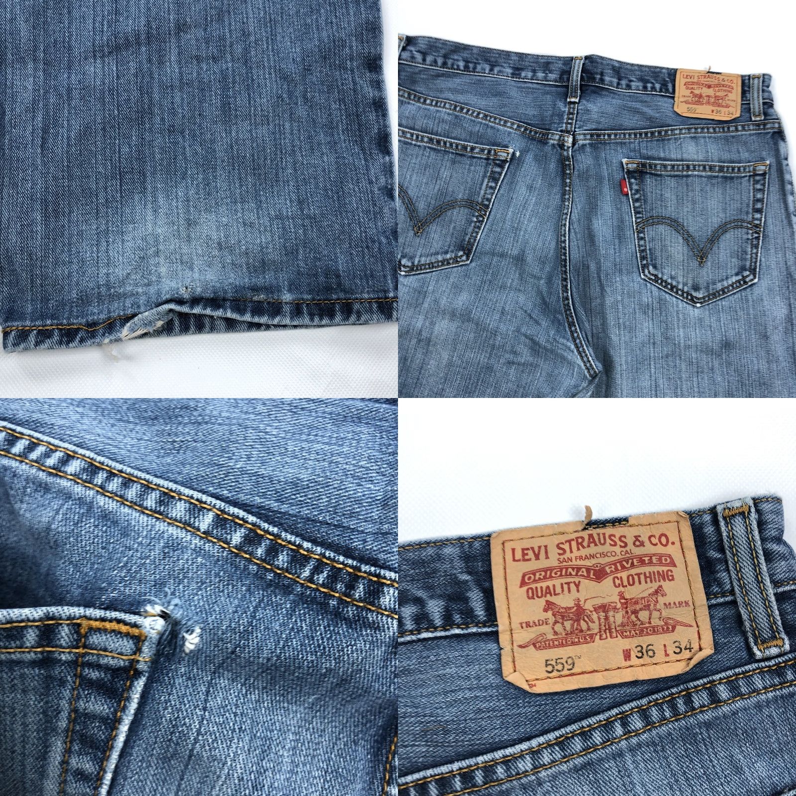 Levi's Levi's 559 Jeans Straight 36x34 Medium Wash Denim Distress Fade 5-Pocket Men Regular Zip Button"} Size US 36 / EU 52 - 8 Thumbnail