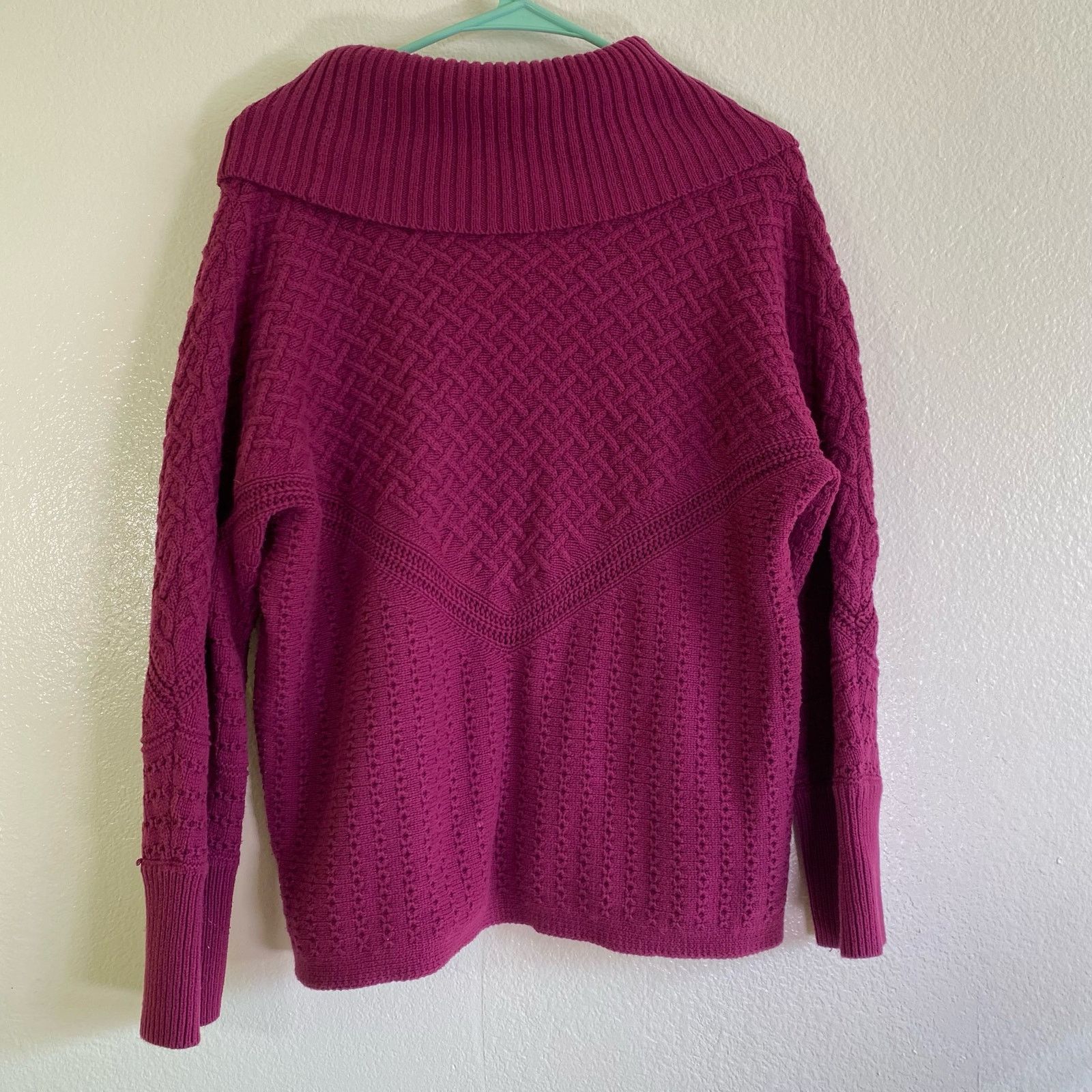Chicos Chicos Mixed-Stitch Cowl-Neck Pullover Purple Womens Size L Size L / US 10 / IT 46 - 6 Thumbnail