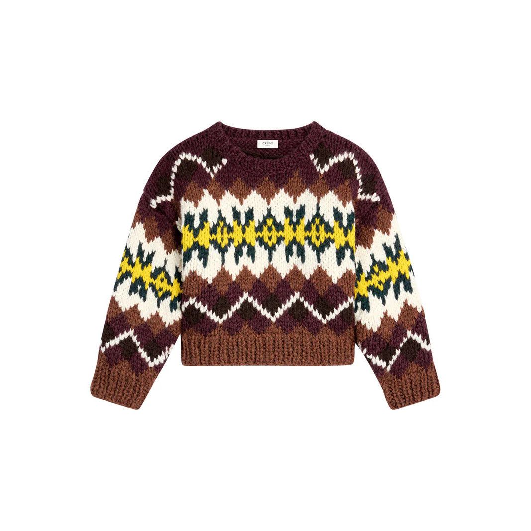 Celine CELINE $2600 Brown/Ecru/Yellow Wool Sweater New & Authentic Size M / US 6-8 / IT 42-44 - 1 Thumbnail