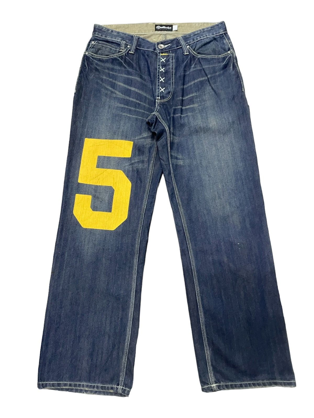 KOJIMA GENES Evisu Style Real Bvoice Daicock Print Baggy Jeans Button fly Size US 34 / EU 50 - 2 Thumbnail