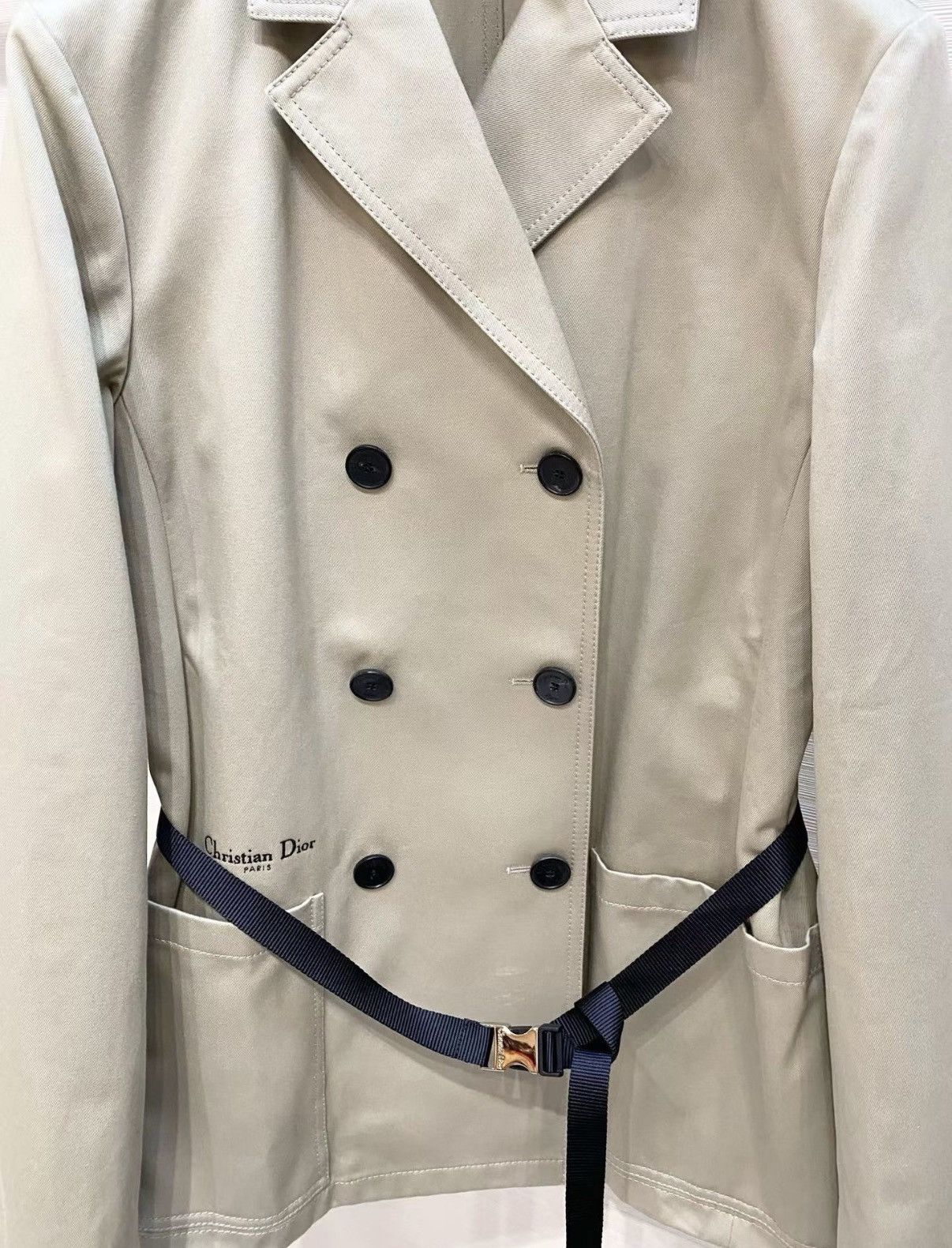 Dior Dior F40 Khaki Double-Breasted Blazer Coat with Belt J33 Size S / US 4 / IT 40 - 3 Thumbnail