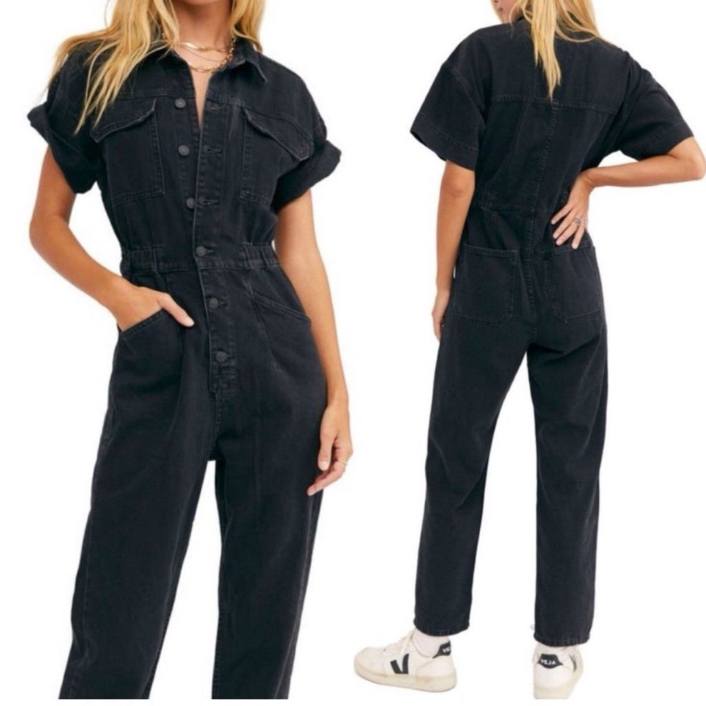 Free People We the Free Marci Denim Jumpsuit XS Size XS / US 0-2 / IT 36-38 - 1 Thumbnail