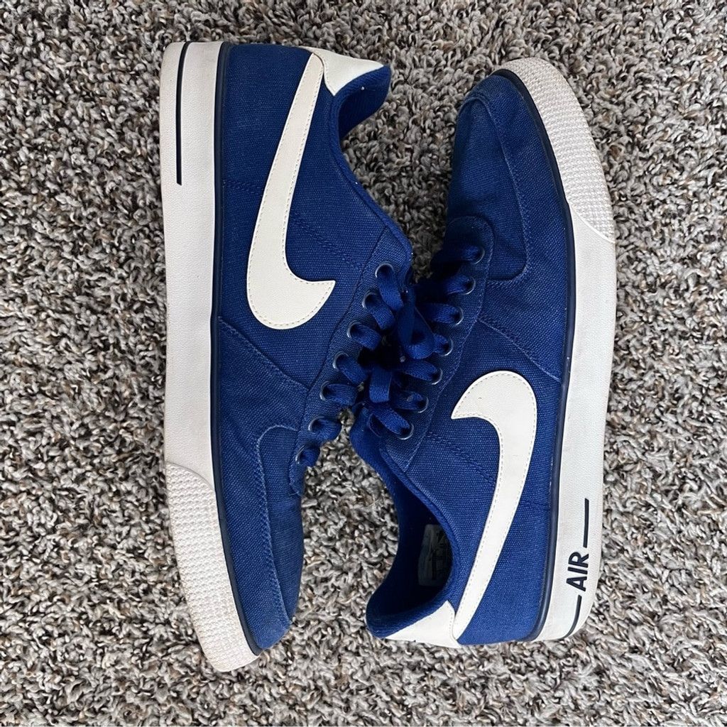 Hyper Blue & White Nike Air Force Fabric Sneakers - Mens 11