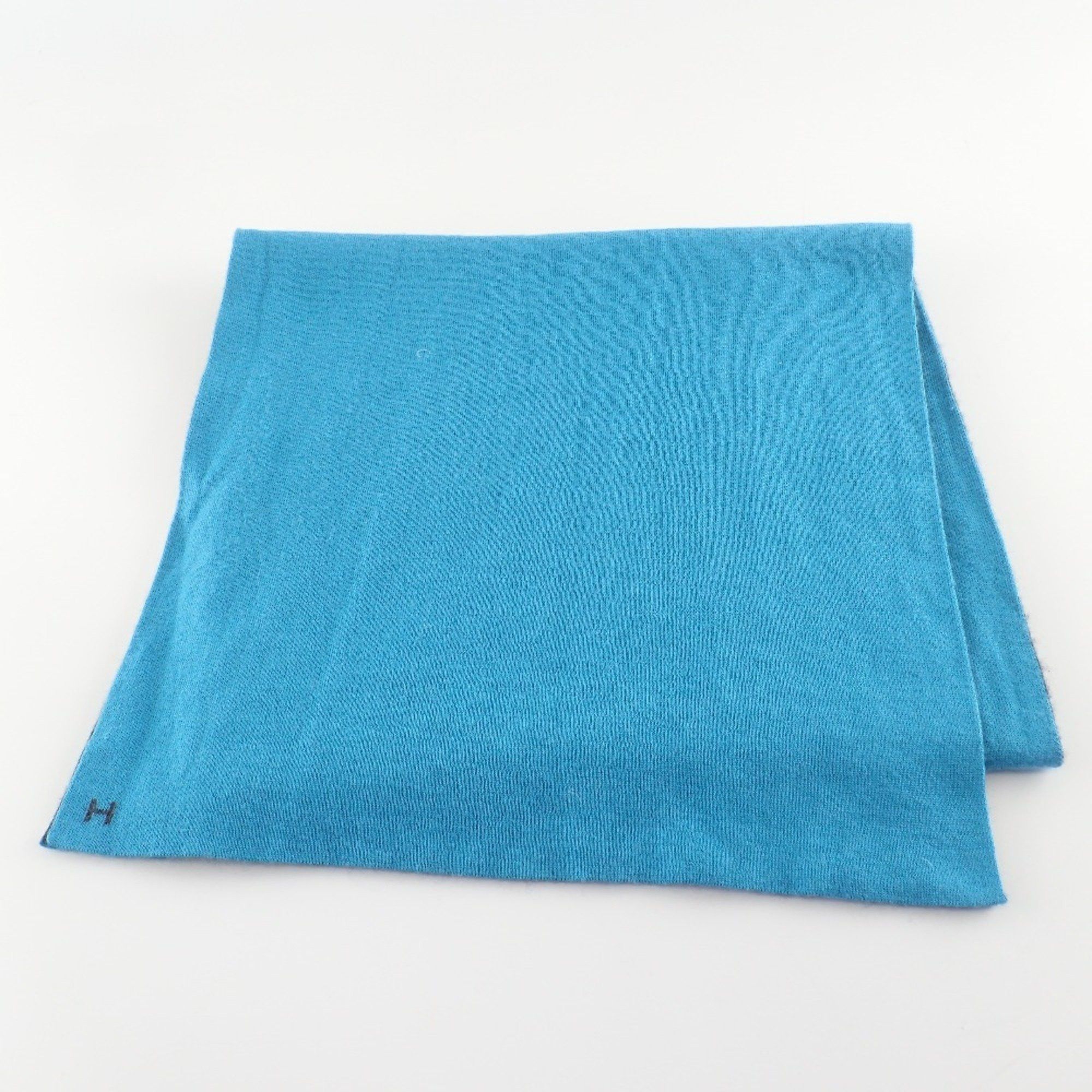 image of Hermes Allerture H Cashmere Silk Bicolor Stole () Gray Green in Grey, Women's