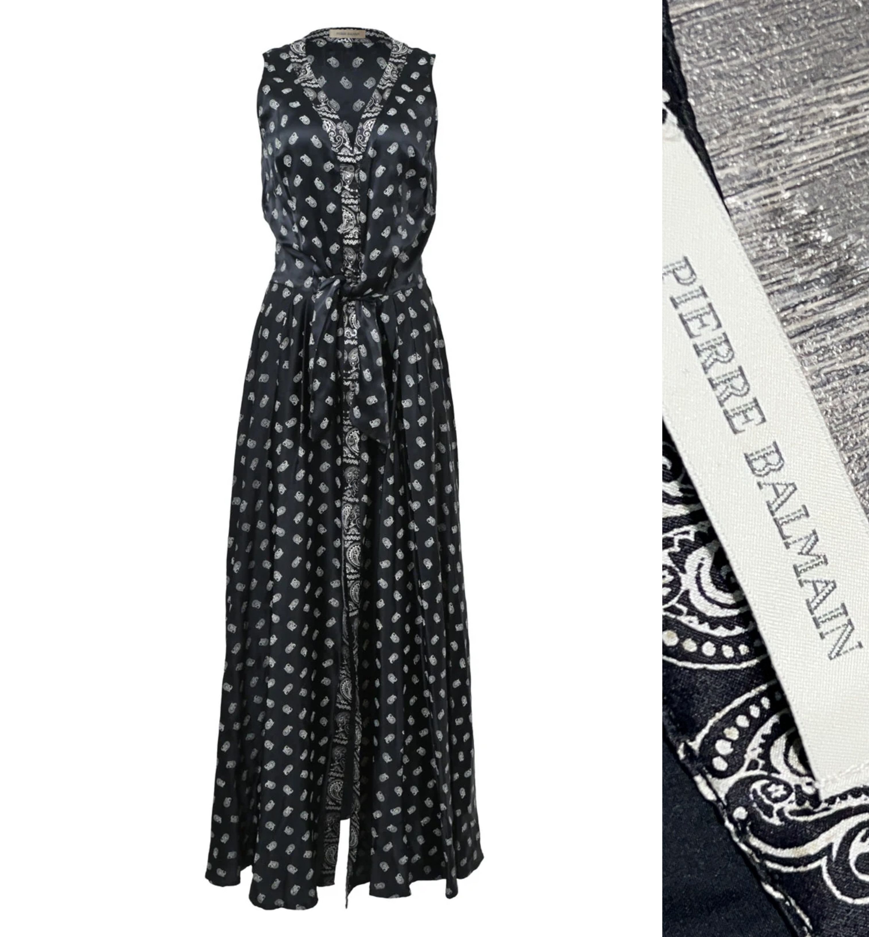 Balmain Paisley Monogram Dress Maxi Silk Sleeveless Size 30 / 44 Size M / US 6-8 / IT 42-44 - 1 Thumbnail