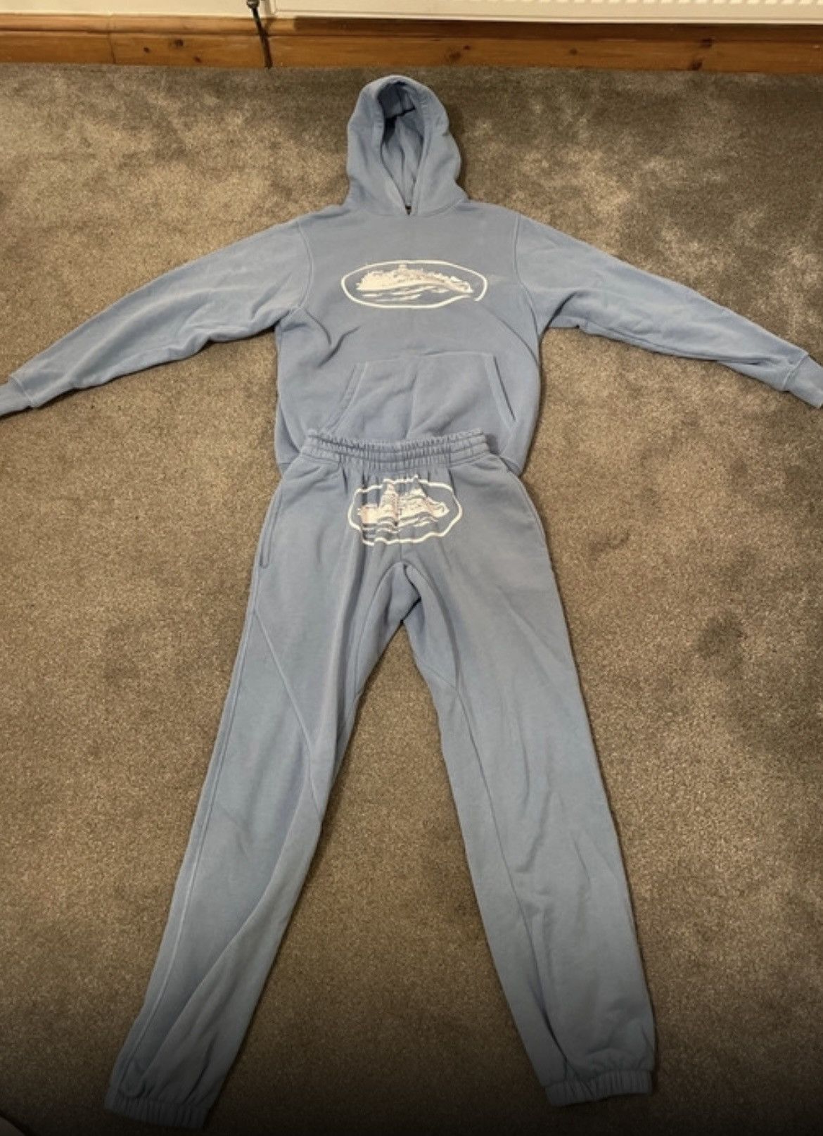 image of Xs Baby Blue Alcatraz Corteiz Tracksuit (Hoodie + Joggers), Men's