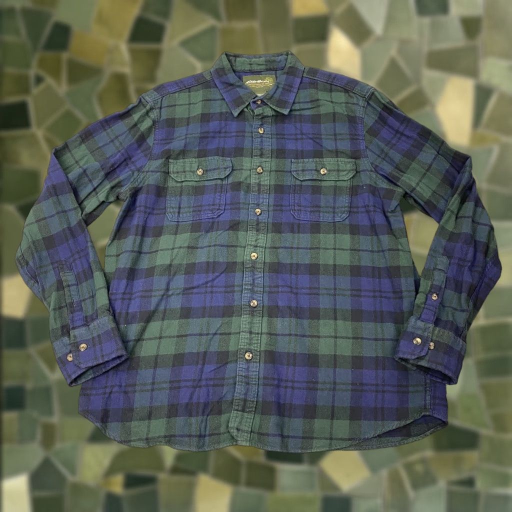 Eddie Bauer EDDIE BAUER Flannel Shirt Mens Large Blue Plaid Long Sleeve Button-Up Size US L / EU 52-54 / 3 - 1 Thumbnail