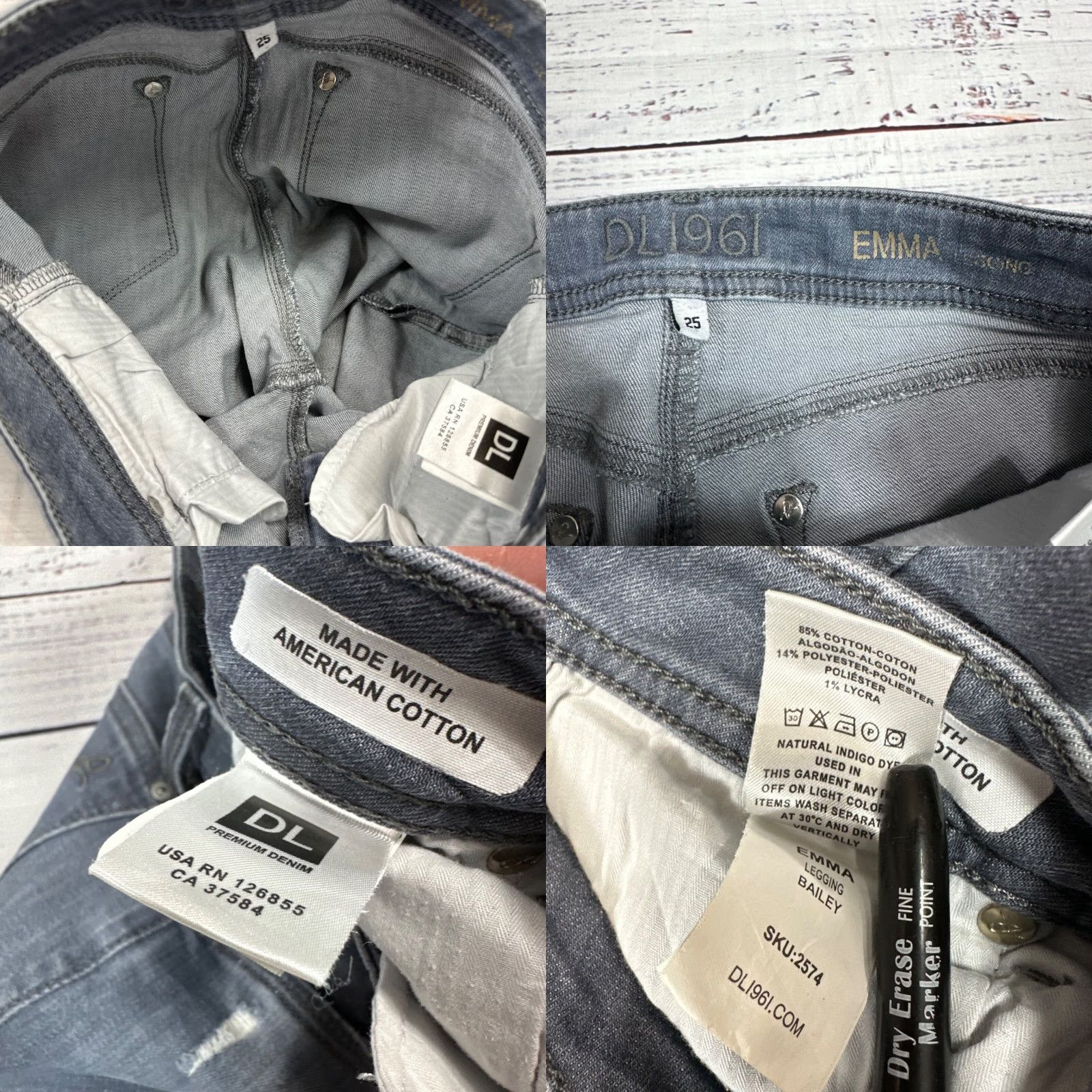 DL1961 DL1961 Emma Jeans Size 25 Blue Distressed Skinny Womens Cotton Blend Jeans Size 42" / US 20 - 8 Thumbnail