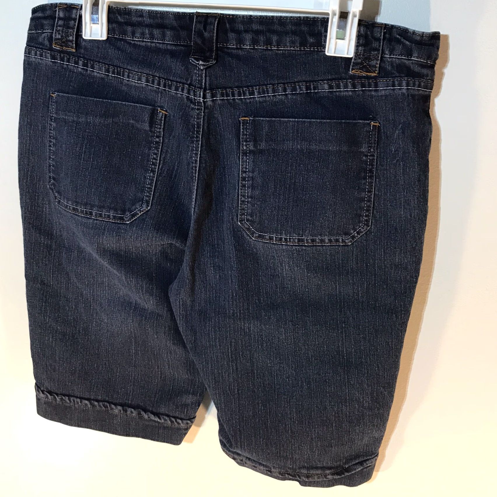 Vintage Salt Works NYC Bermuda Shorts Womens Size 12 Mid Rise Dark Wash Cotton Spandex Casual Summer Size 34" / US 12 / IT 48 - 2 Thumbnail