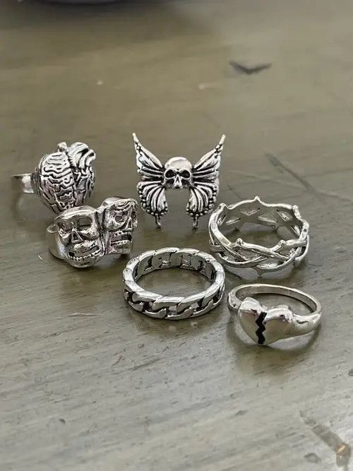 Jewelry × Ring Of Fire Punk Gothic Ring Combo Size ONE SIZE - 1 Thumbnail