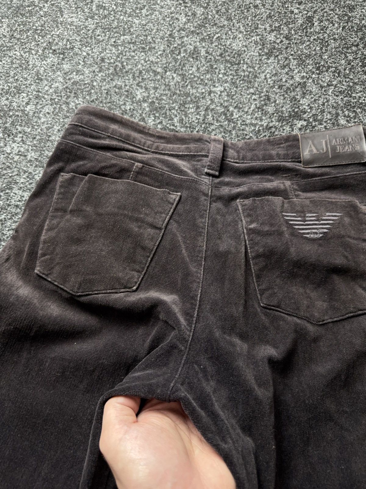 Armani Luxury 00s Armani Jeans AJ Velour Pants Brown Straight Y2K Size 28" / US 6 / IT 42 - 18 Thumbnail