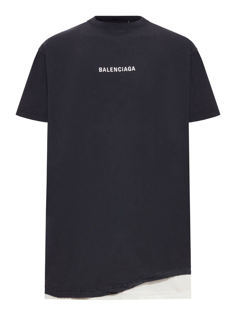 Balenciaga DOUBLE BACK T-SHIRT IN DÉLAVÉ BLACK Size US M / EU 48-50 / 2 - 1 Thumbnail