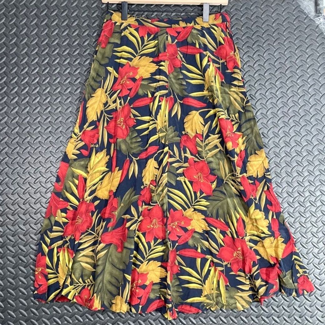 Jones New York Jones New York Maxi Skirt Women's 10P Silk Red Green Floral Print Long Petite 100% Silk Skirt Women’s Size 10P Size 32" / US 10 / IT 46 - 2 Thumbnail