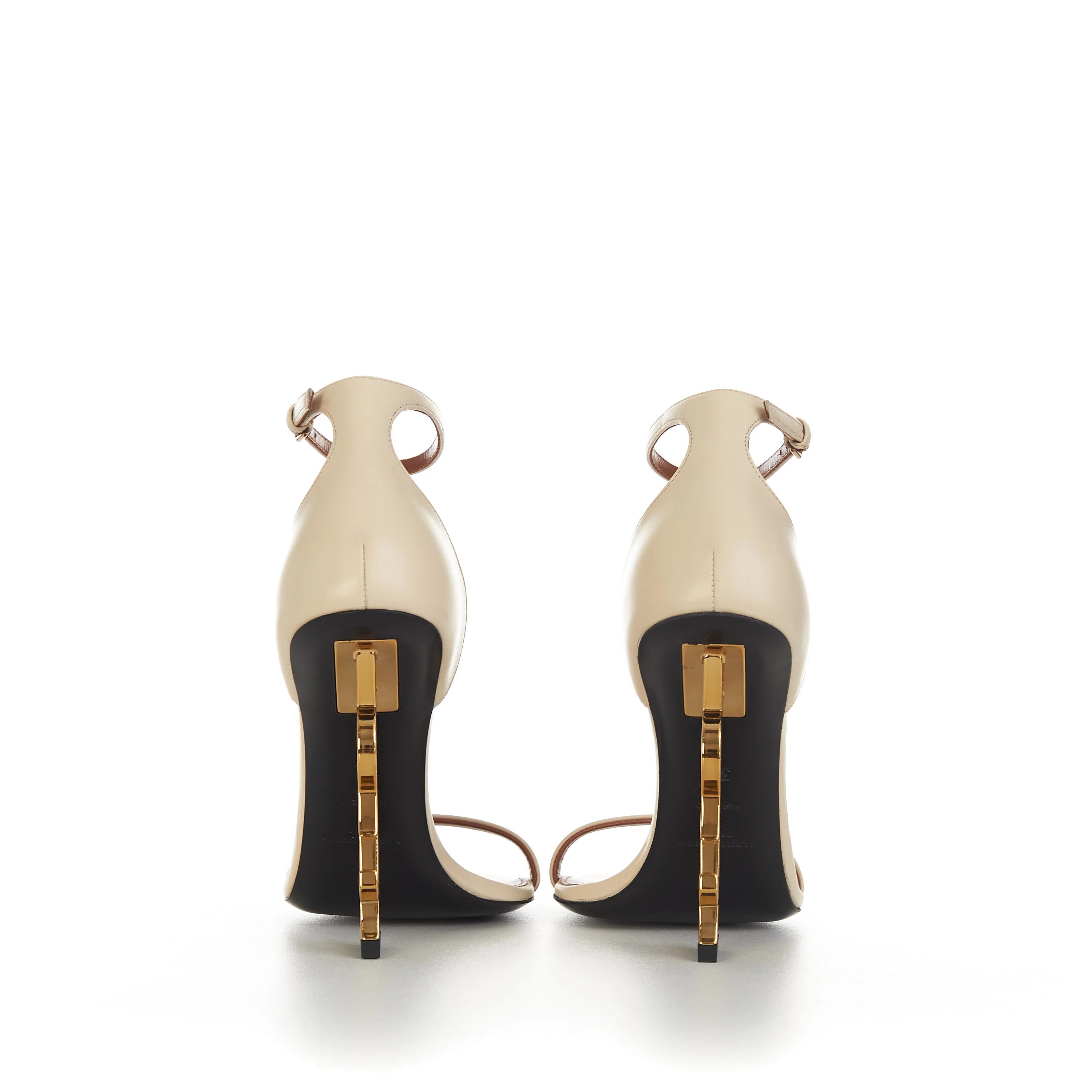 Saint Laurent Paris o1b1hav110924 Opyum High Heel Sandals Smooth Leather Beige Size US 9 / IT 39 - 6 Thumbnail