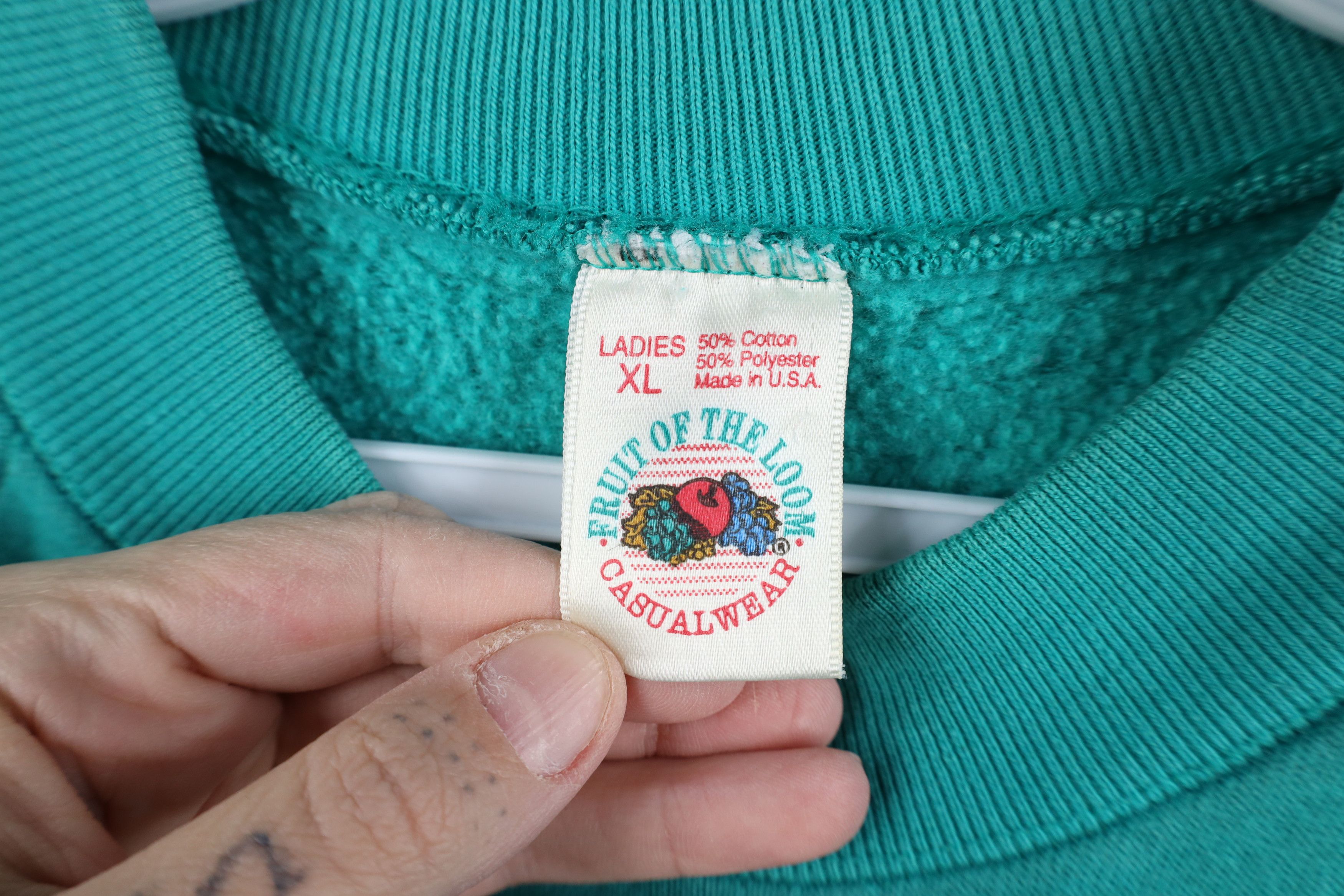 Vintage Vintage 90s Streetwear Heavy Crewneck Sweatshirt Teal USA Size XL / US 12-14 / IT 48-50 - 6 Thumbnail