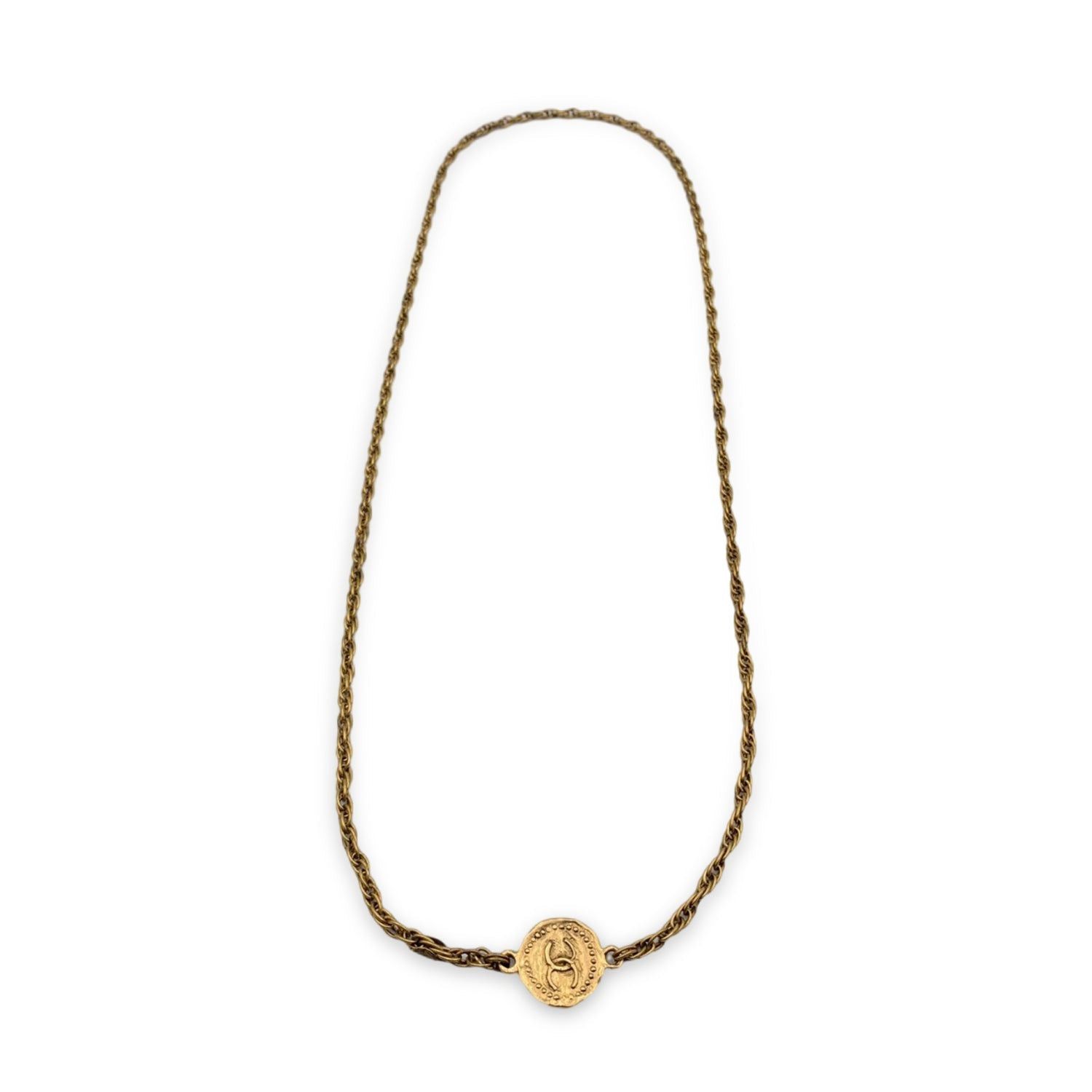 image of Chanel Vintage 1970S Gold Metal Long Medallion Coin Necklace, Women's
