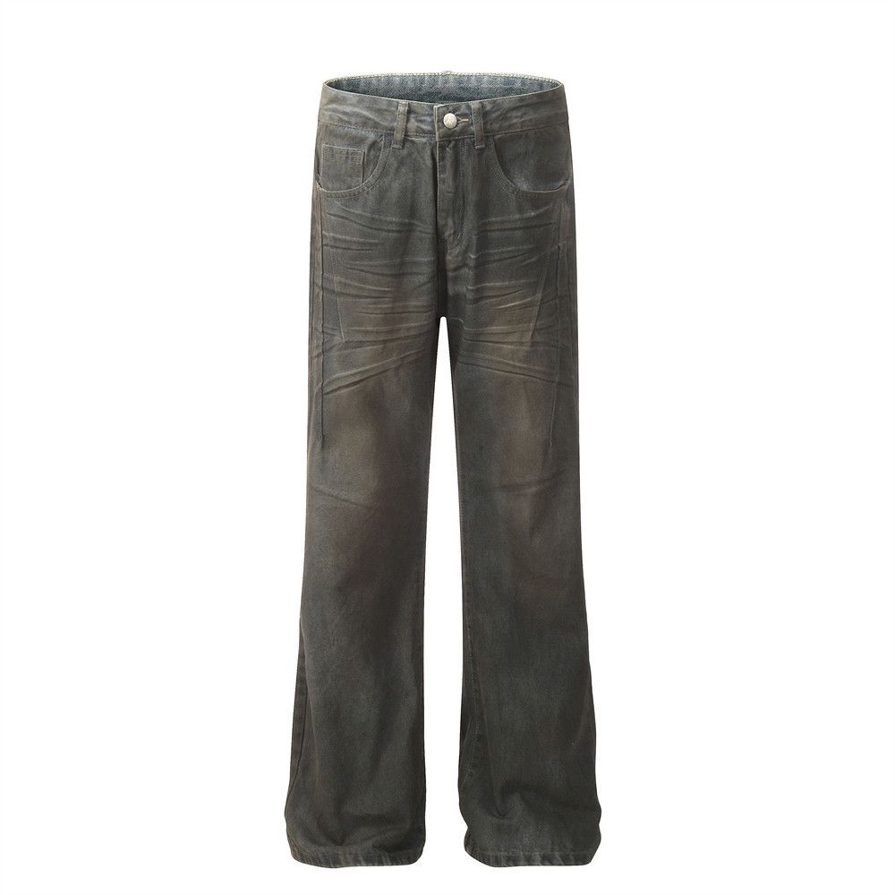 Japanese Brand × Jean American style washed distressed men's loose wide-leg jeans Size US 32 / EU 48 - 1 Thumbnail